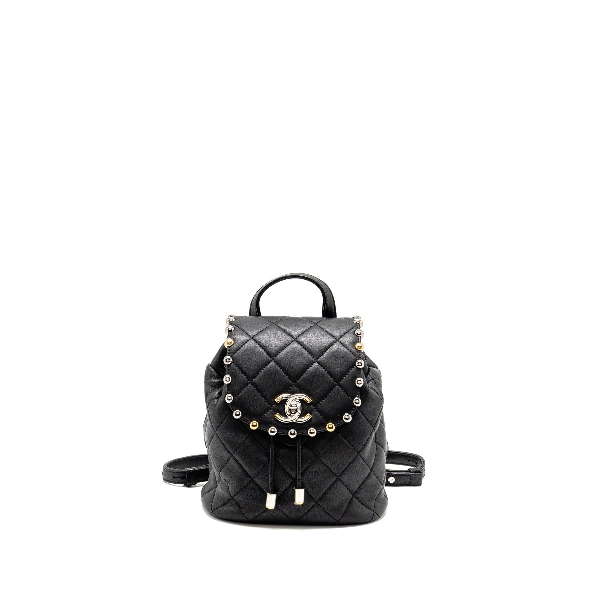 Chanel Quilted Hardware Multicolour Black Leather Backpack