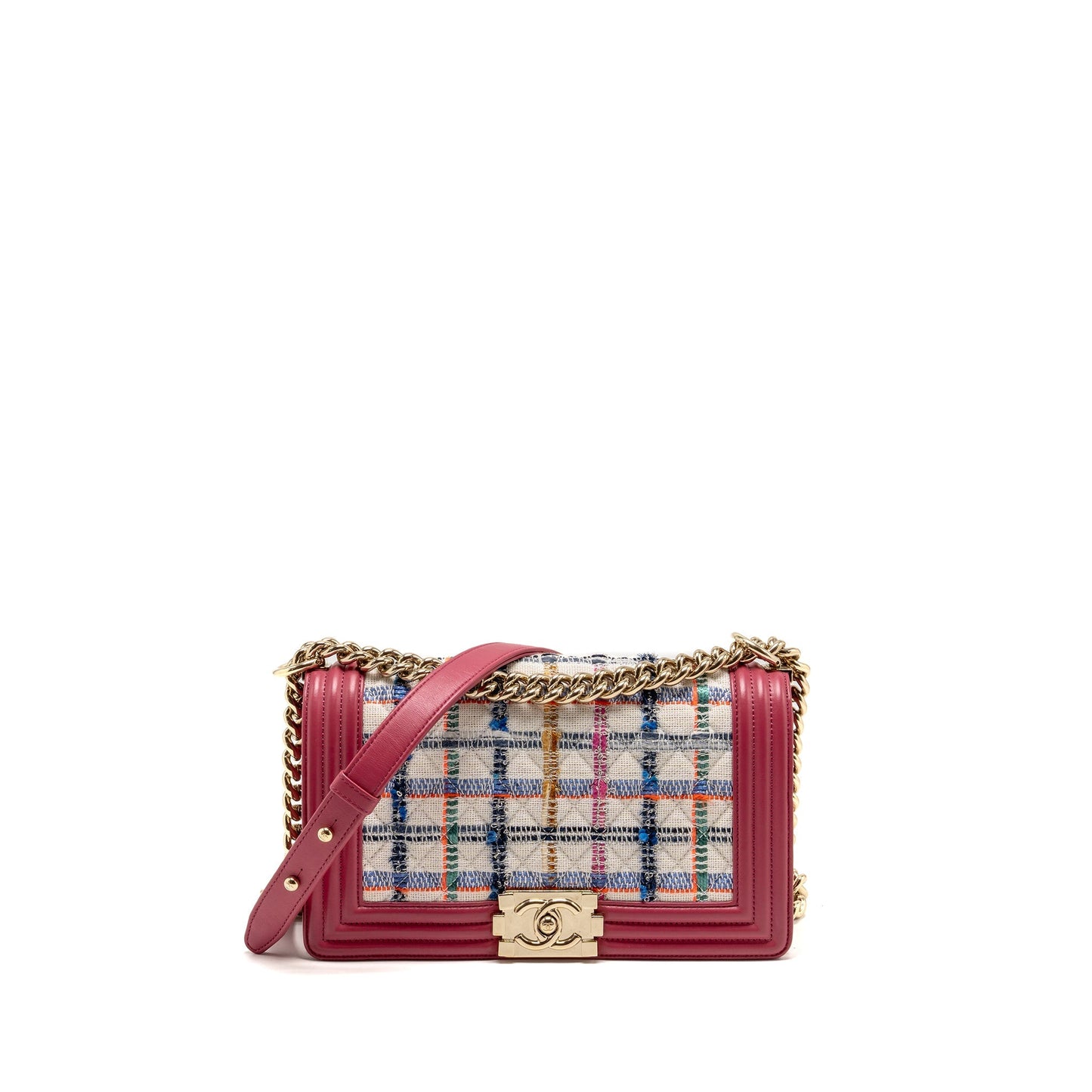 Chanel Boy fabric LGHW Pink Leather Handbag