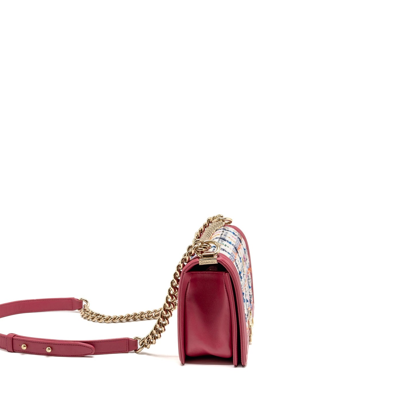 Chanel Boy fabric LGHW Pink Leather Handbag