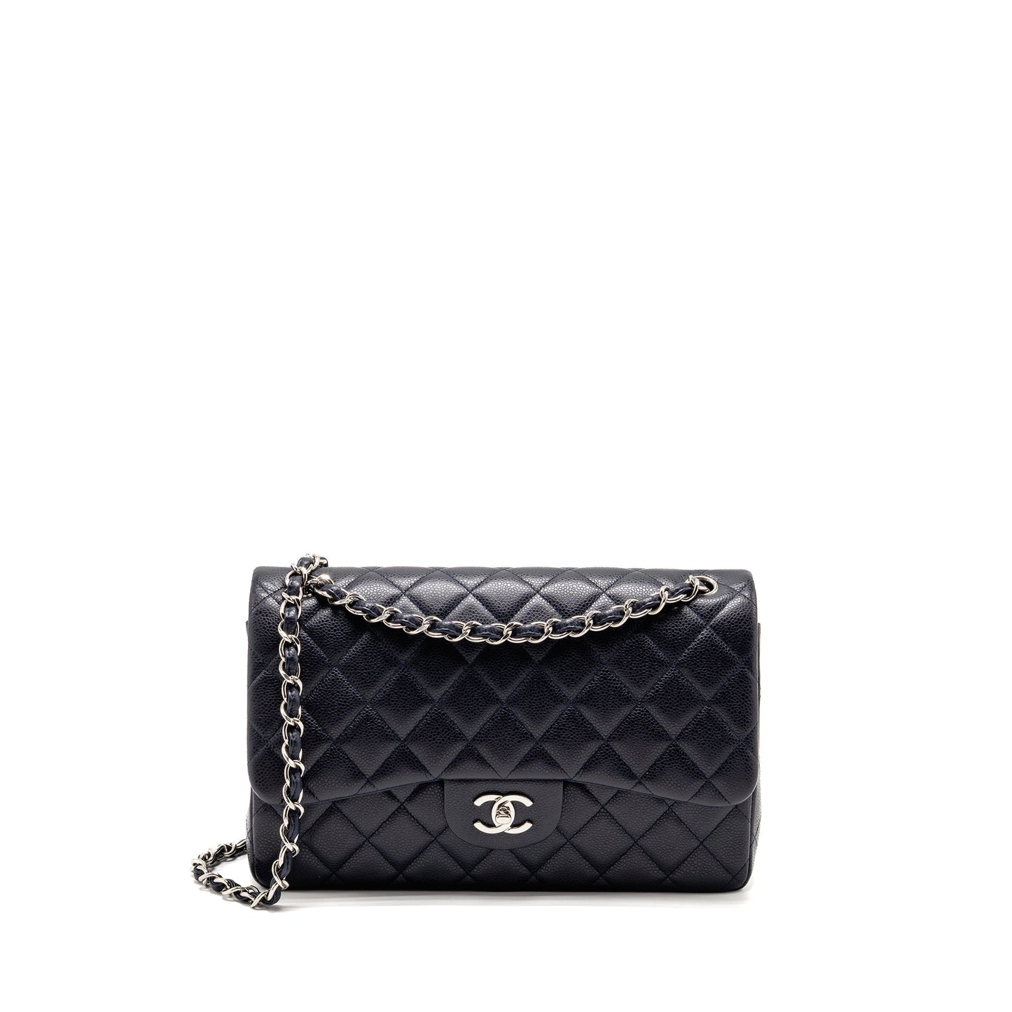 Chanel Jumbo Classic Double Flap Caviar Dark Blue Shoulder Bag