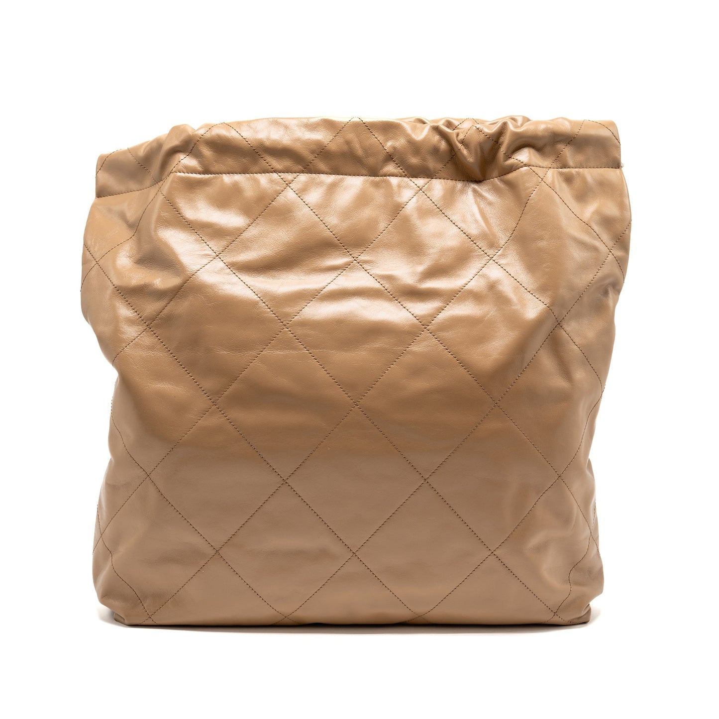 Chanel 22 Shiny Calfskin Dark SHW microchip Beige Handbag
