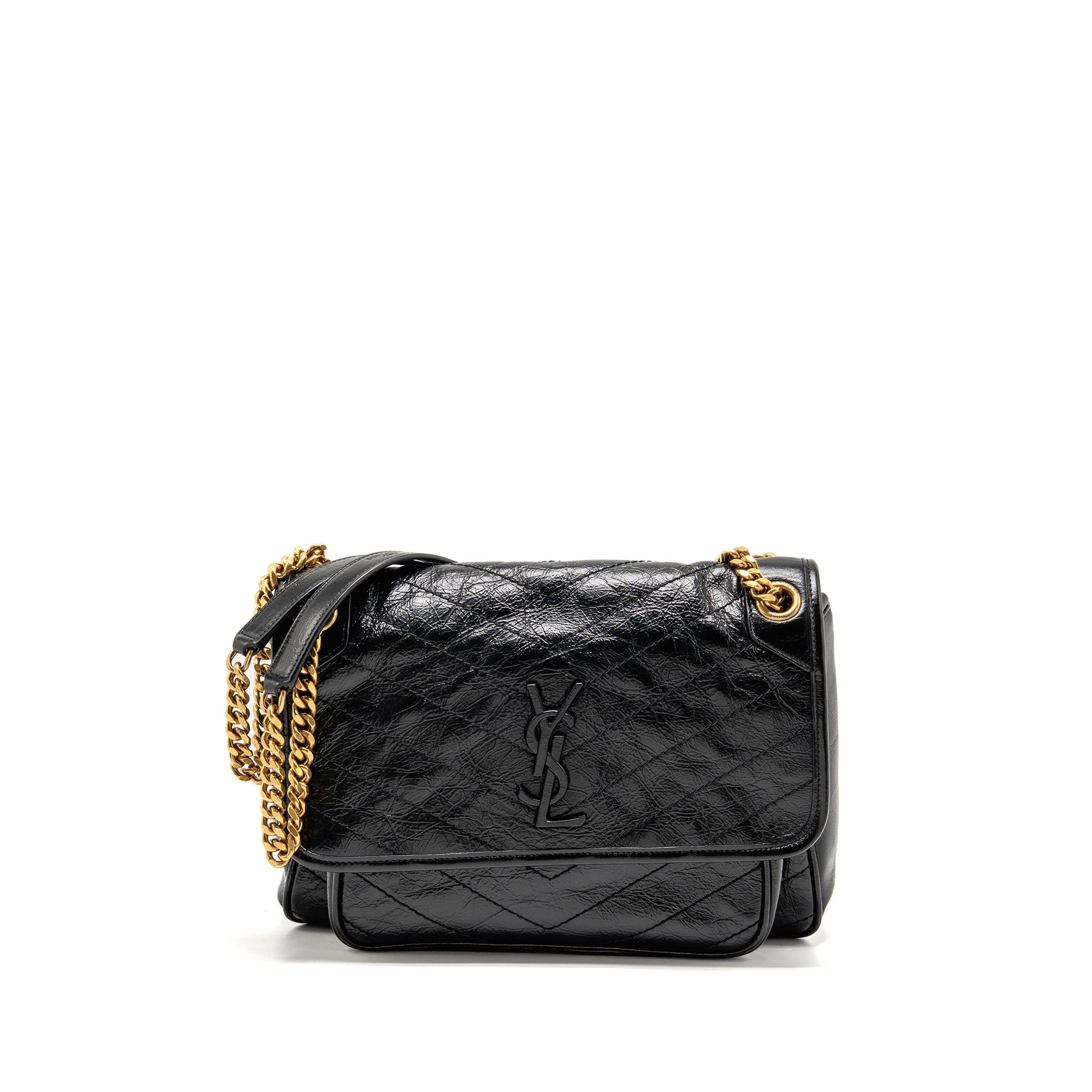 YSL Saint Laurent Niki Purse Calfskin Travel Bag Black Medium