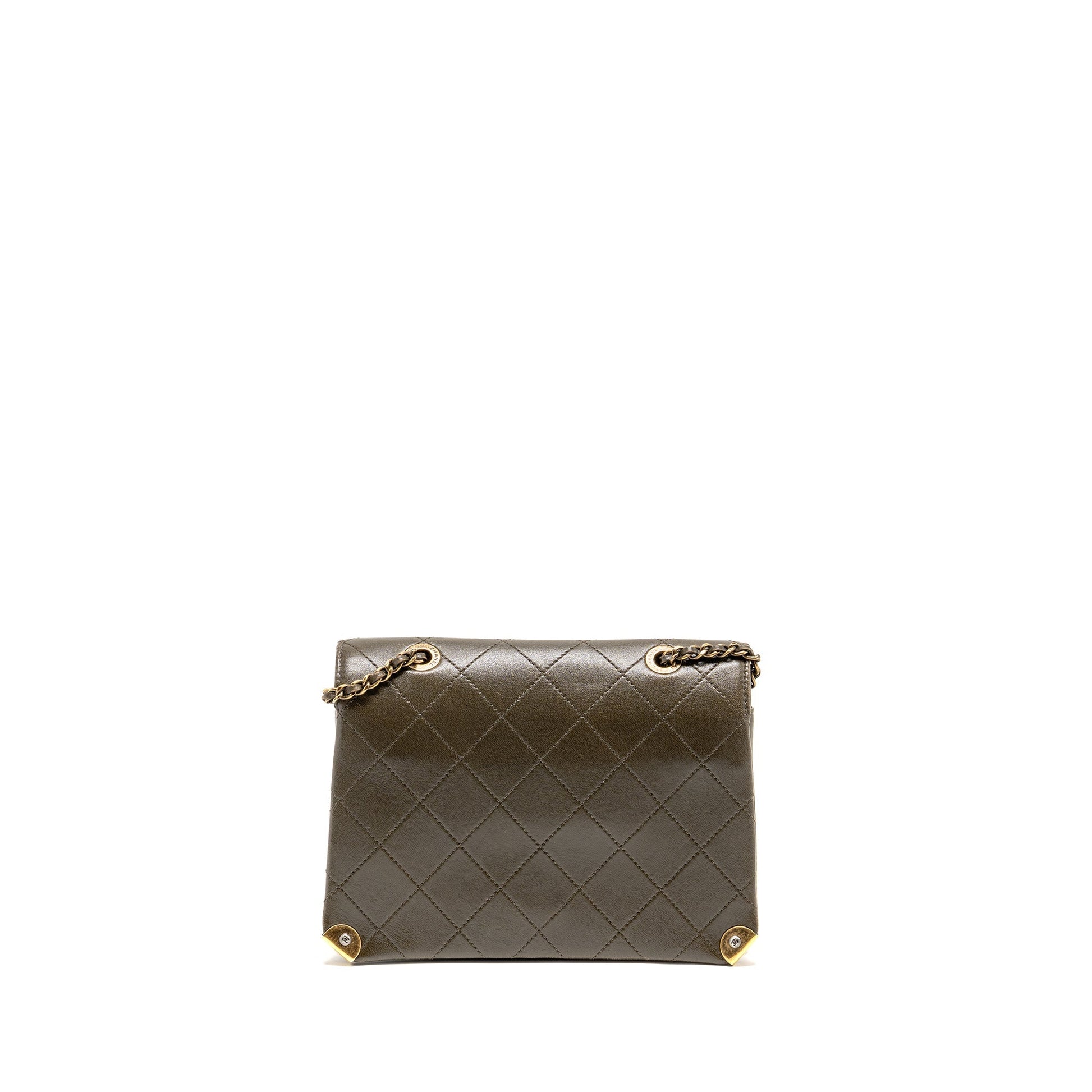 Chanel Quilted Messenger Flap Lambskin Olive Hardware Multicolor Multicolour Green Shoulder Bag