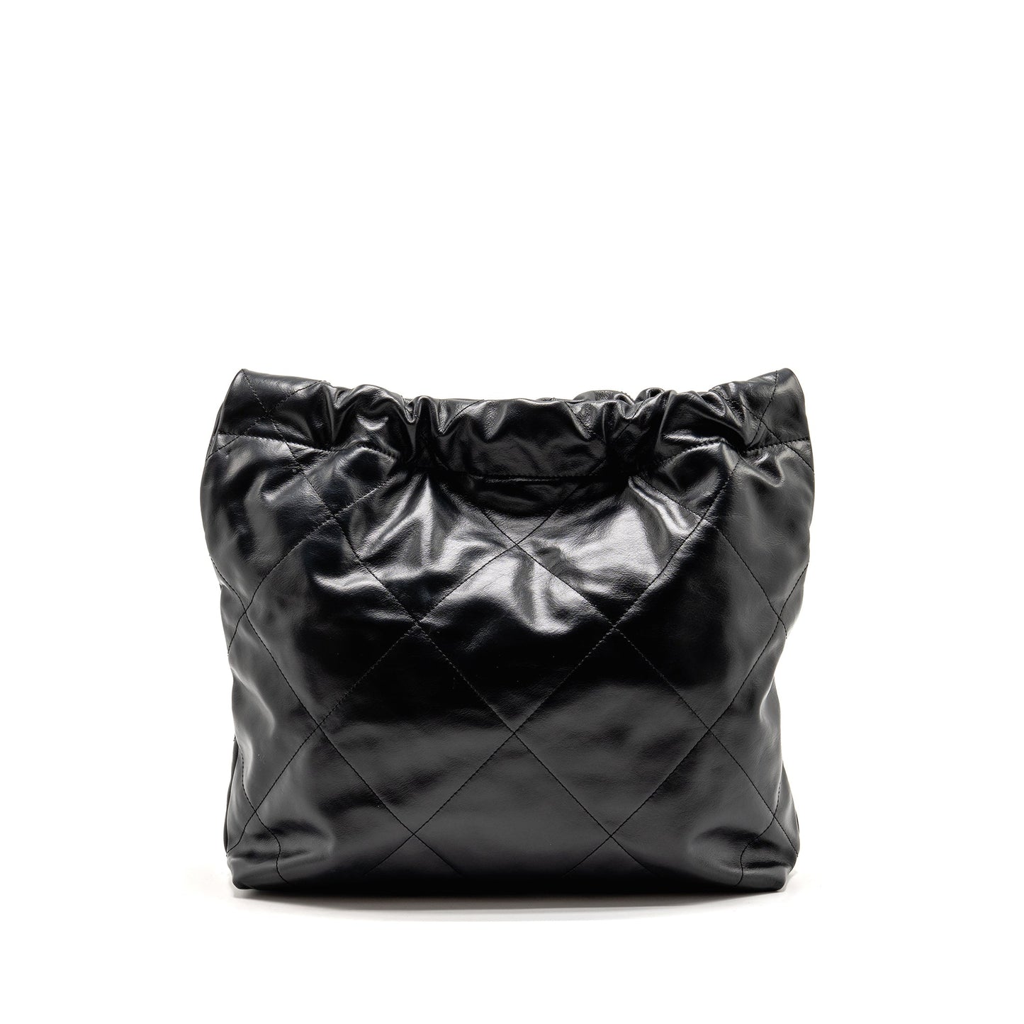 Chanel 22 Letter Shiny Calfskin GHW Microchip Black White Small Handbag