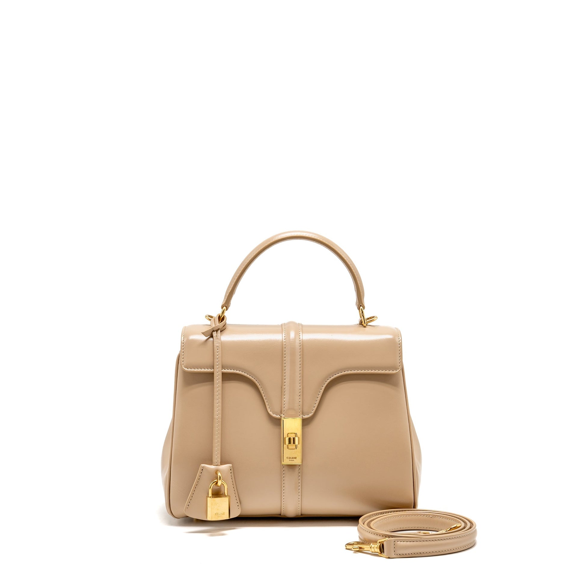 Celine Soft Purse Calfskin Handbag Beige Small Travel Bag