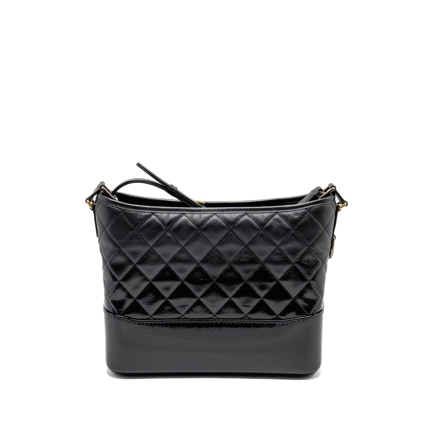 Chanel Gabrielle Hobo Calfskin Patent Hardware Multicolor Black Shoulder Bag