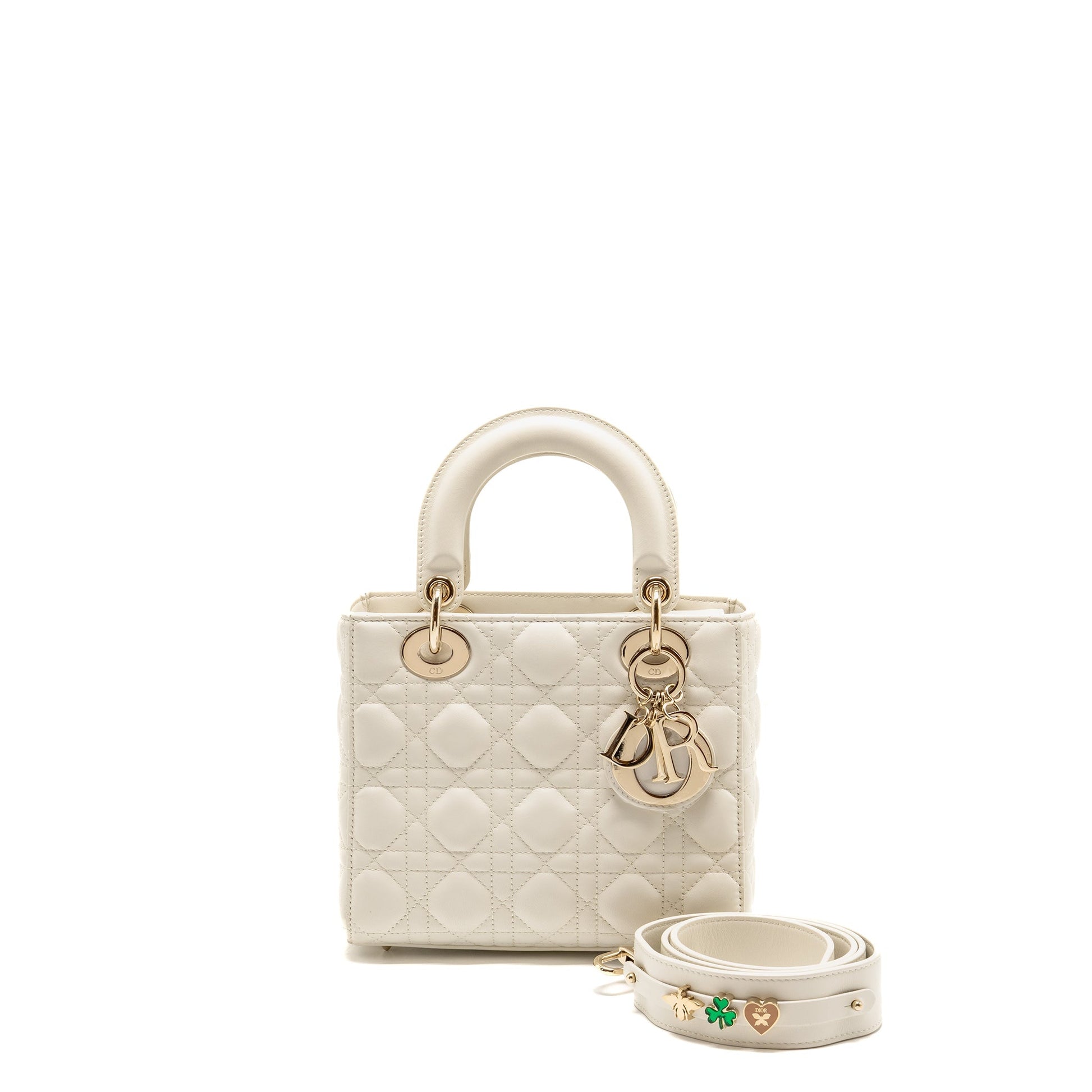 Dior Lady My Abc Purse Cannage Lambskin Handbag White Small Travel Bag
