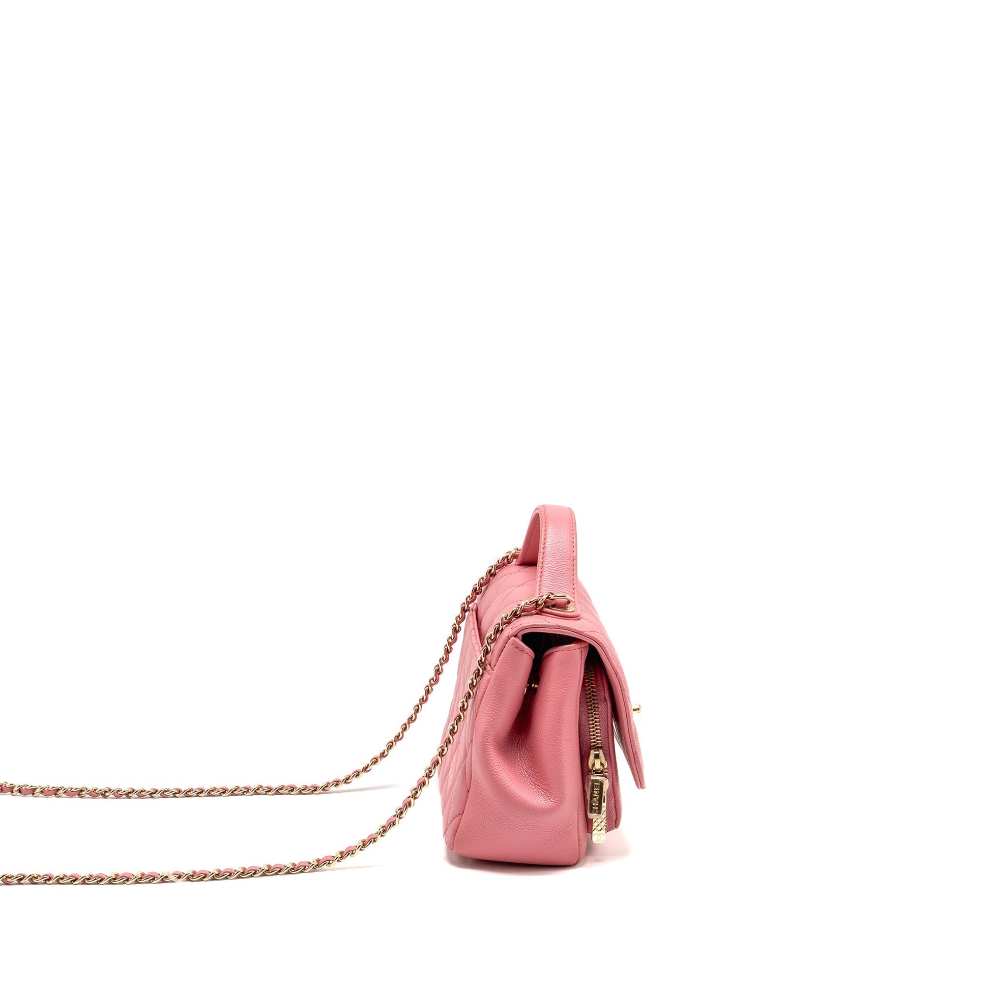 Chanel Business Affinity Caviar LGHW microchip Pink Small Handbag