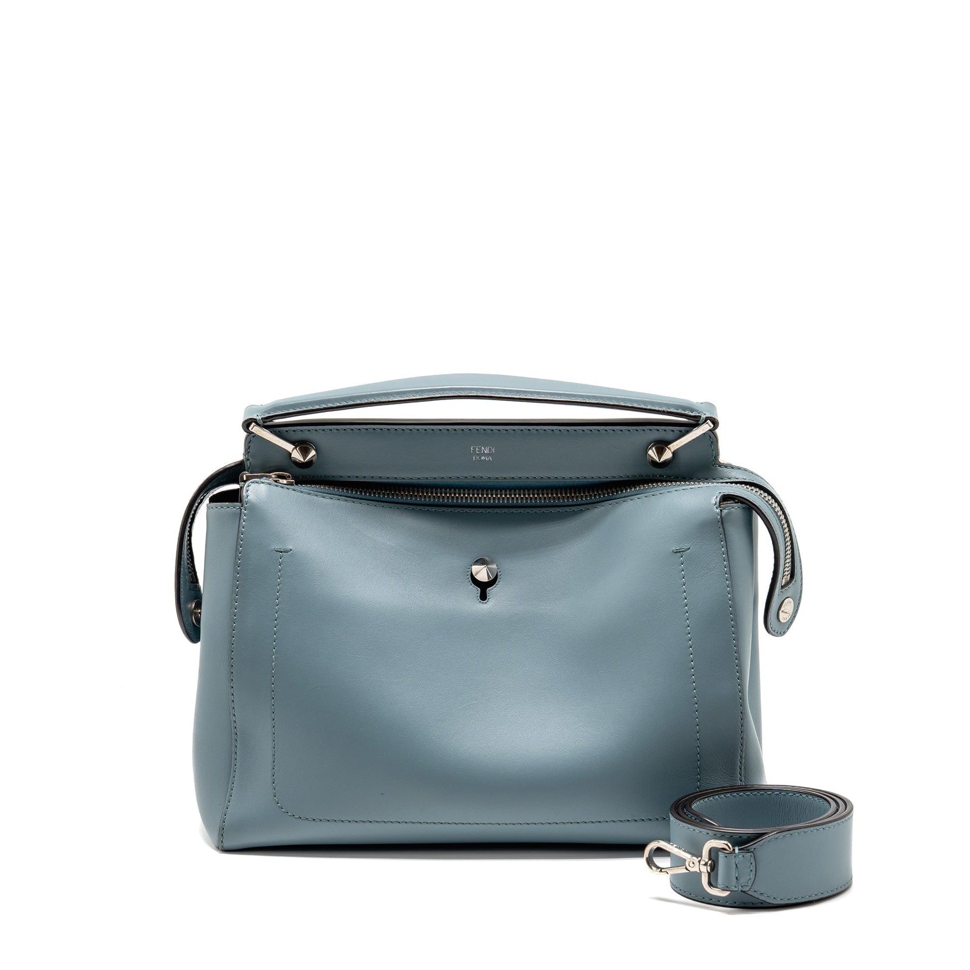 Fendi Dotcom Purse Calfskin Blue Travel Bag