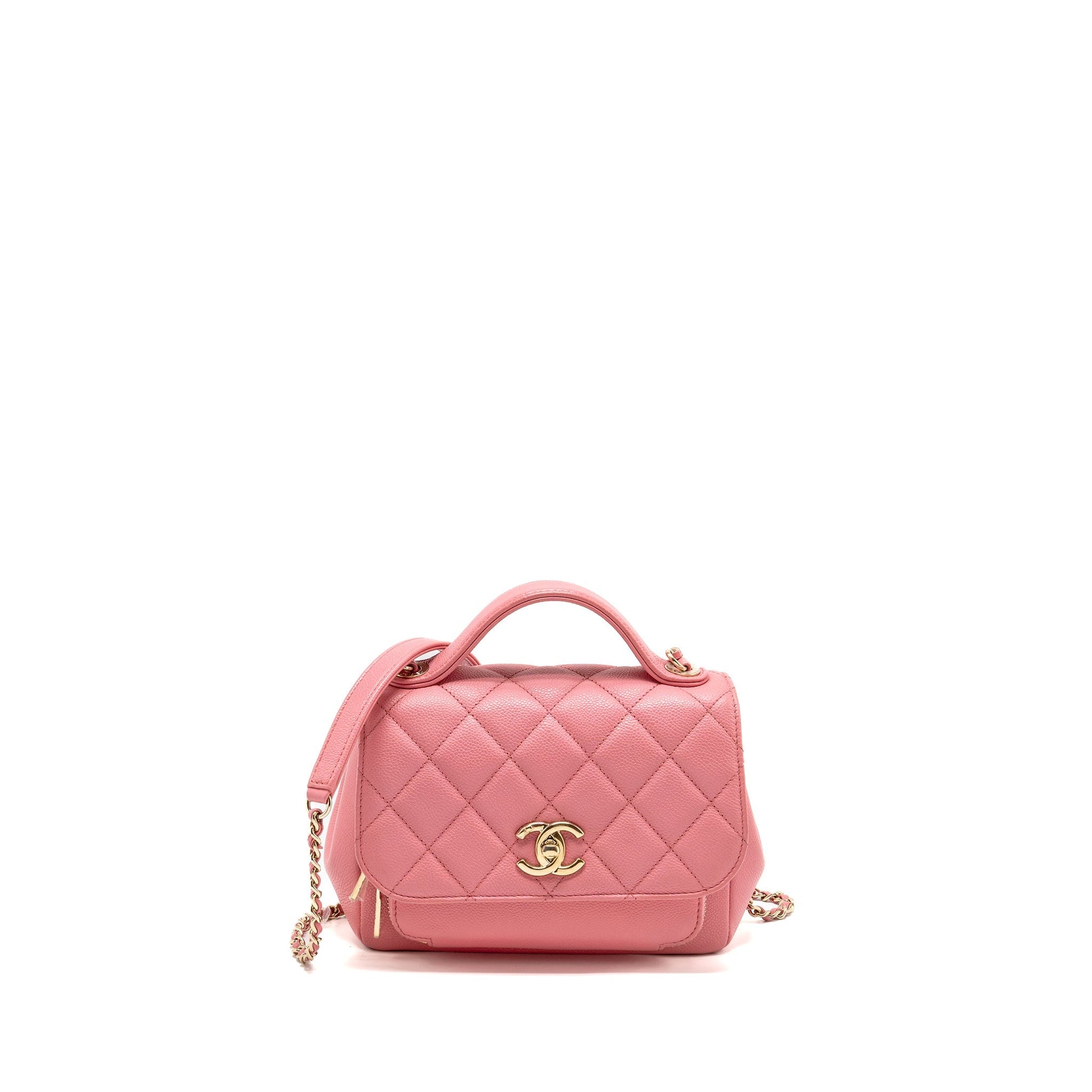 Chanel Business Affinity Caviar LGHW microchip Pink Small Handbag
