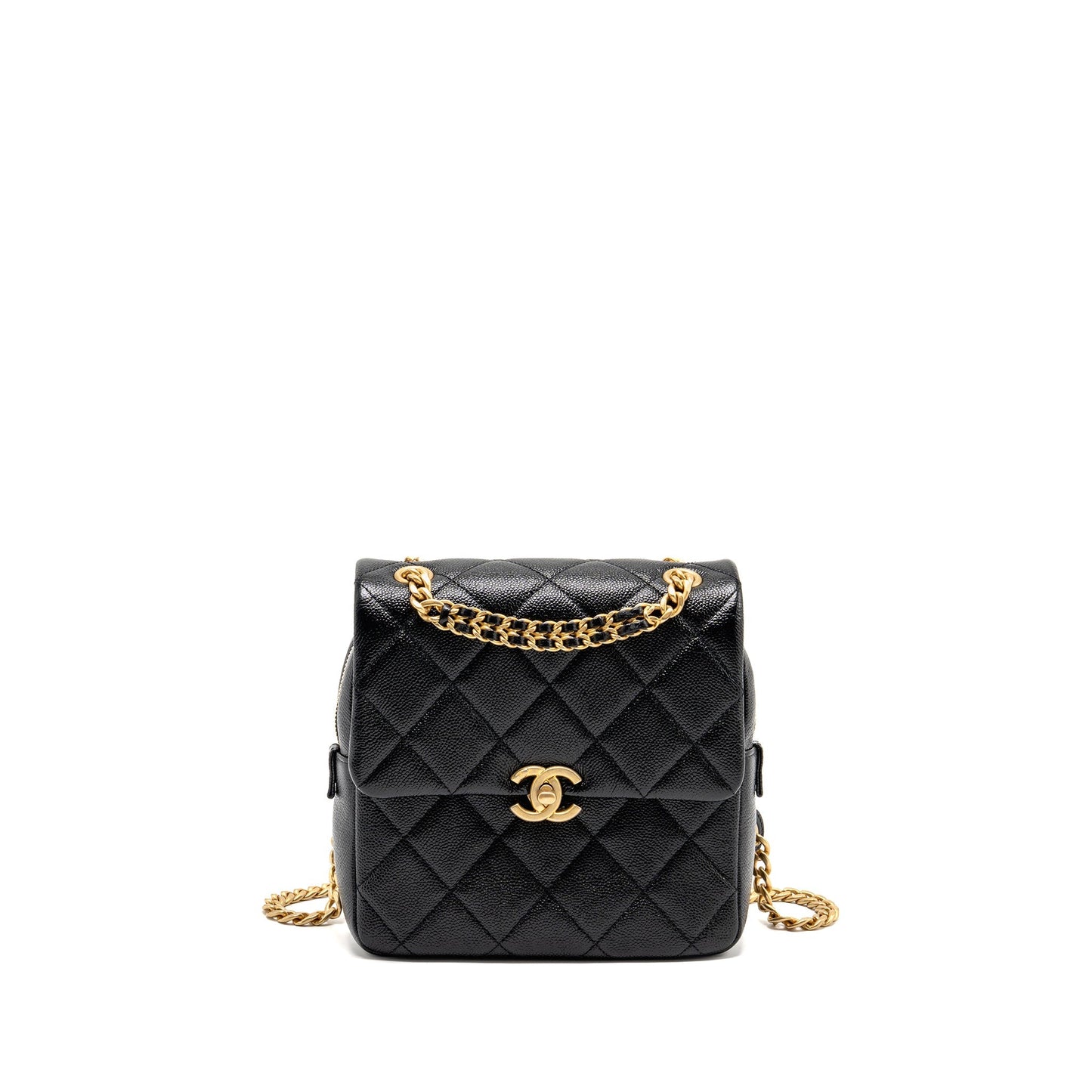 Chanel Quilted Flap Backpack Caviar GHW Microchip Black
