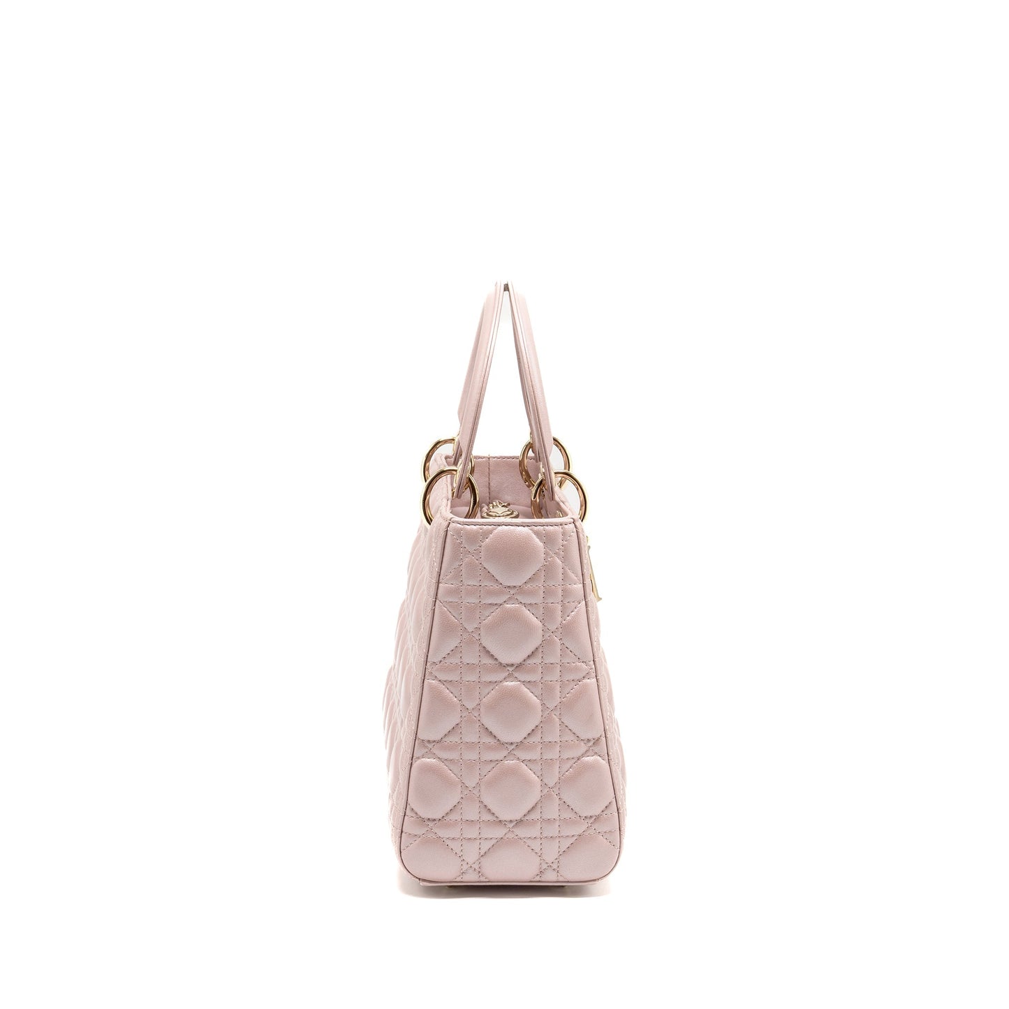 Dior Lady Lambskin Iridescent Handbag Pink Medium Travel Bag