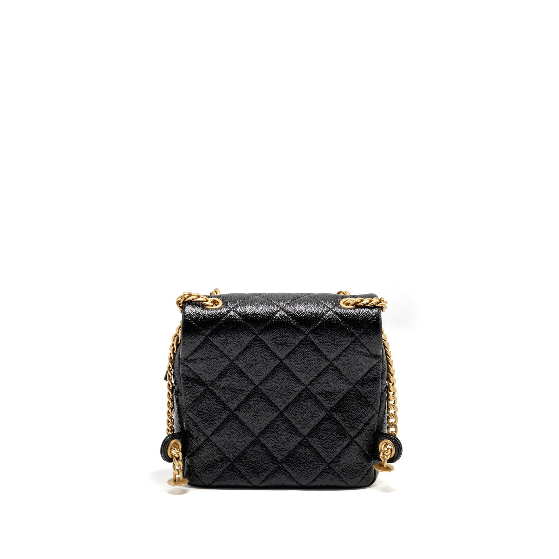 Chanel Quilted Flap Backpack Caviar GHW Microchip Black
