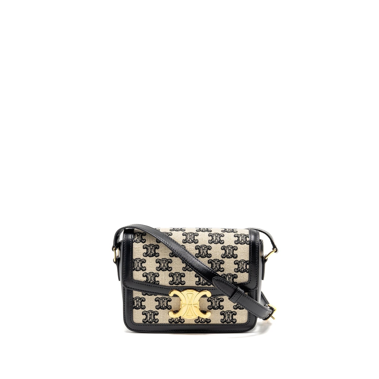 Celine Teen Triomphe Purse Triomphe Calfskin Handbag Canvas Black Travel Bag