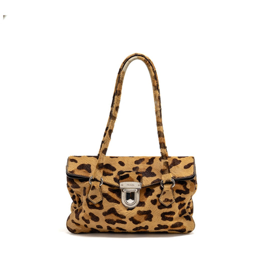Prada Leopard Print Purse Ponyhair Multicoloured Handbag Mini Travel Bag