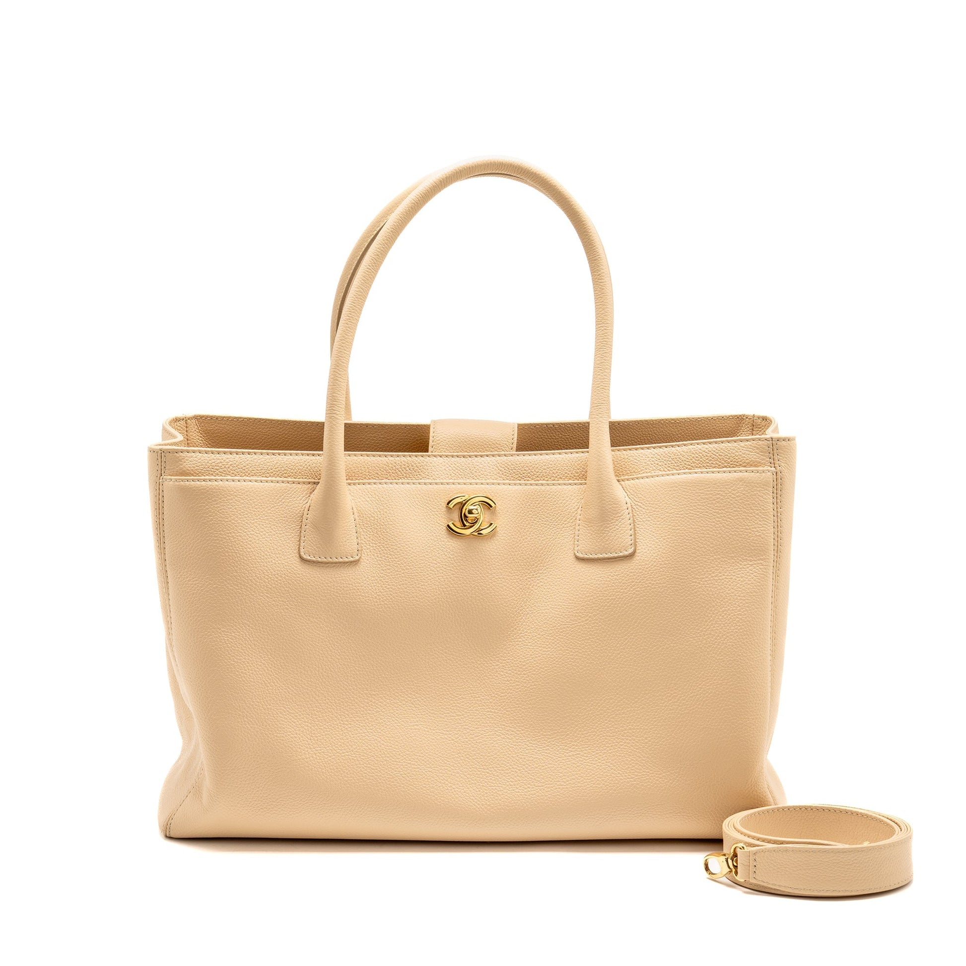 Chanel Cerf caviar GHW Beige Tote Bag
