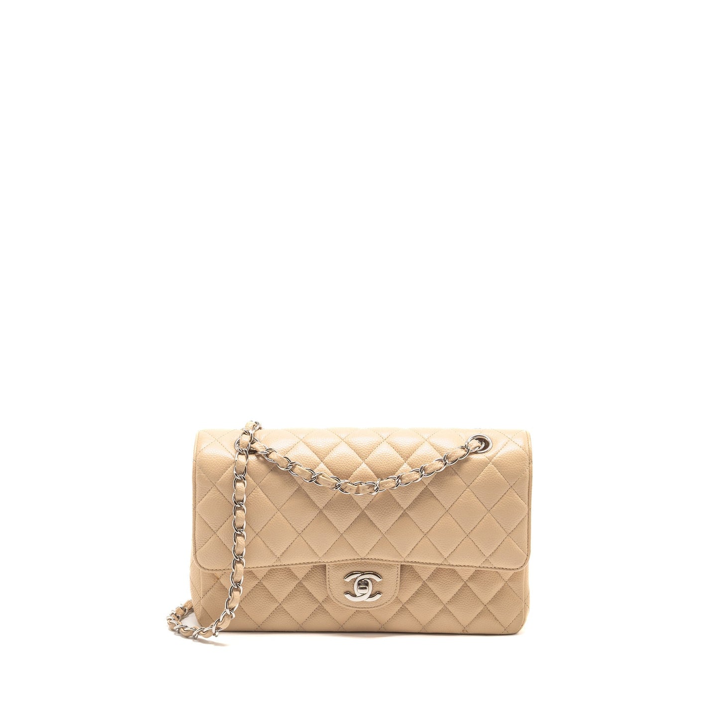 Chanel Classic Double Flap Caviar SHW Beige Shoulder Bag Shw 1