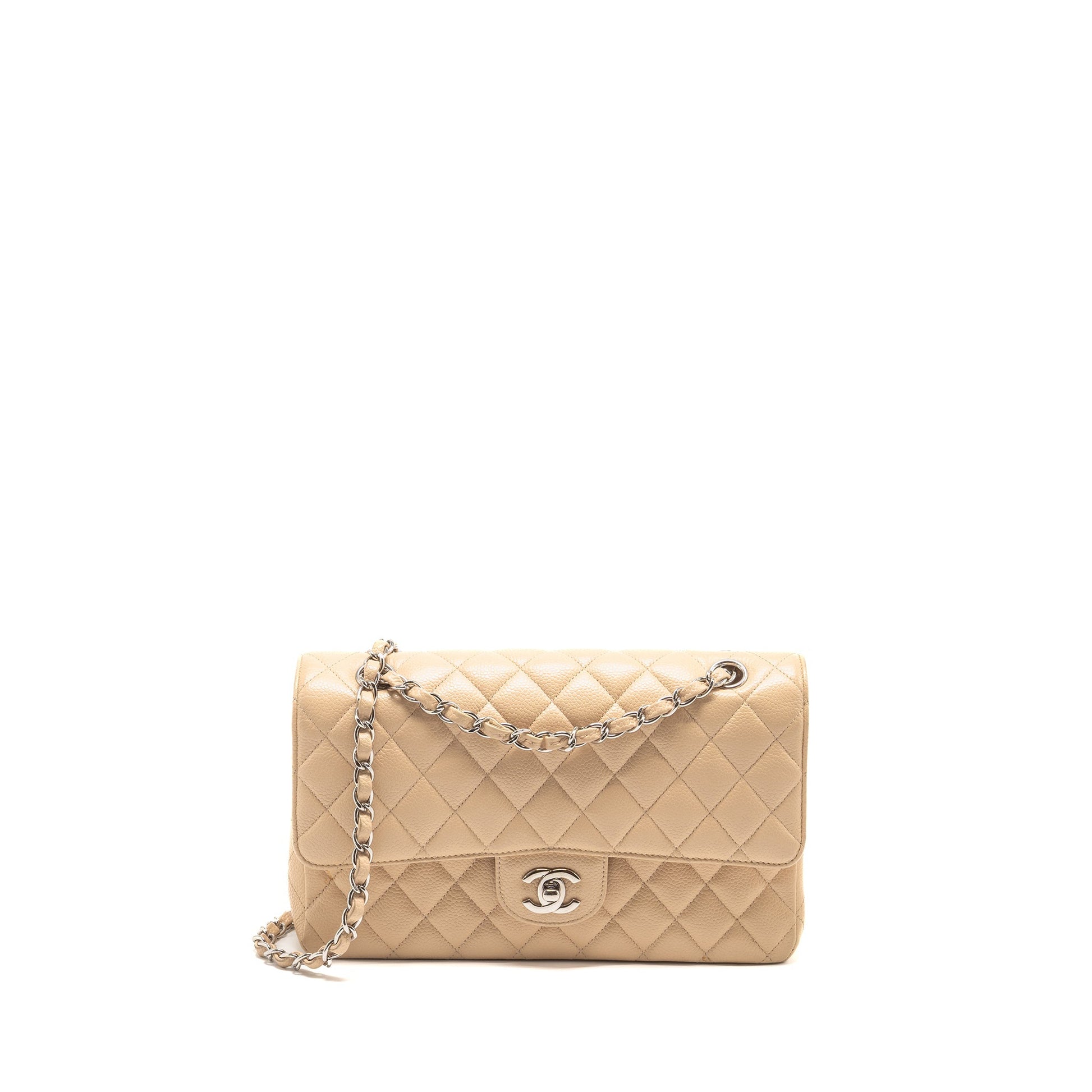 Chanel Classic Double Flap Caviar SHW Beige Shoulder Bag Shw 1