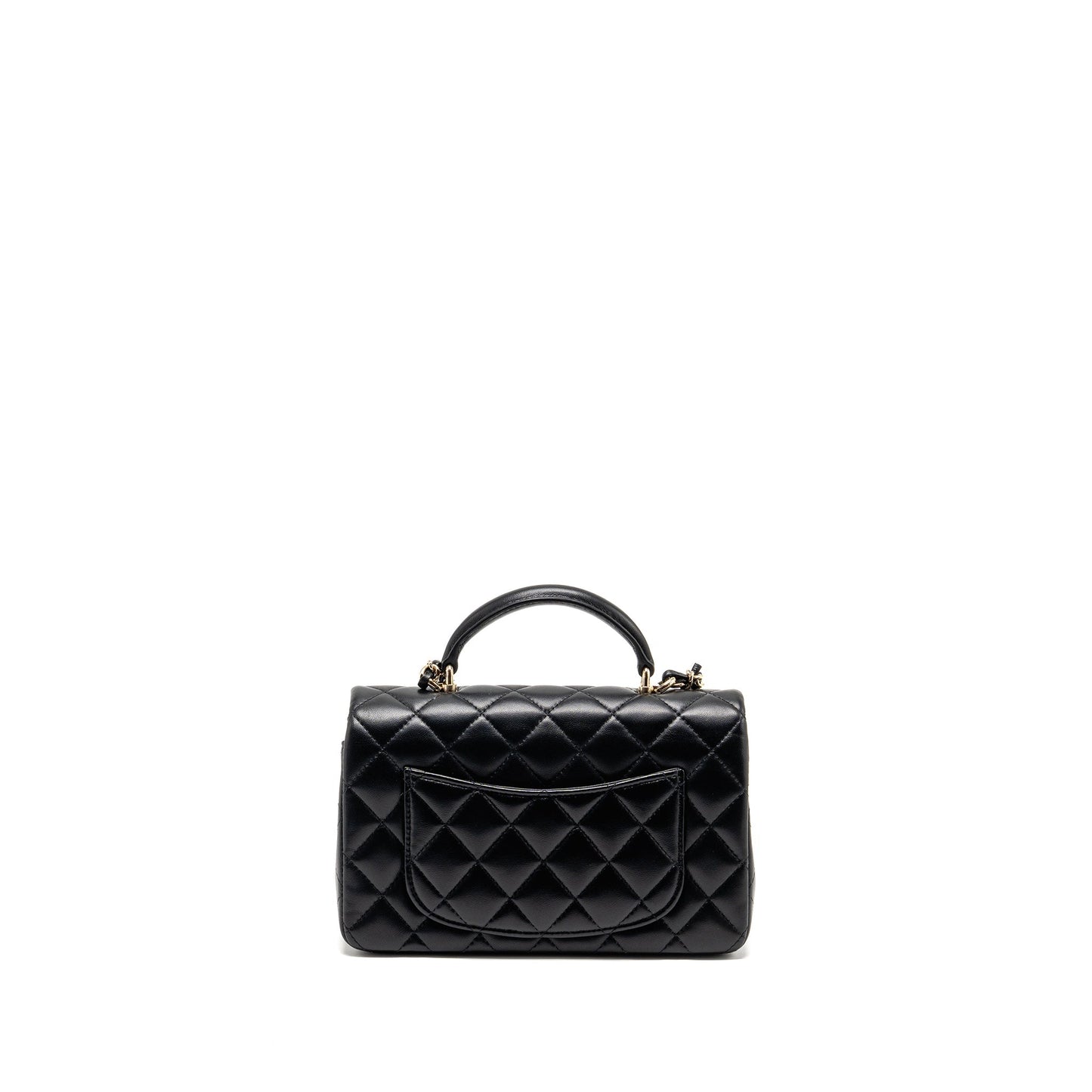 Chanel Top Handle Rectangular Flap Lambskin LGHW Black Shoulder Bag Lghwmicrochip 4