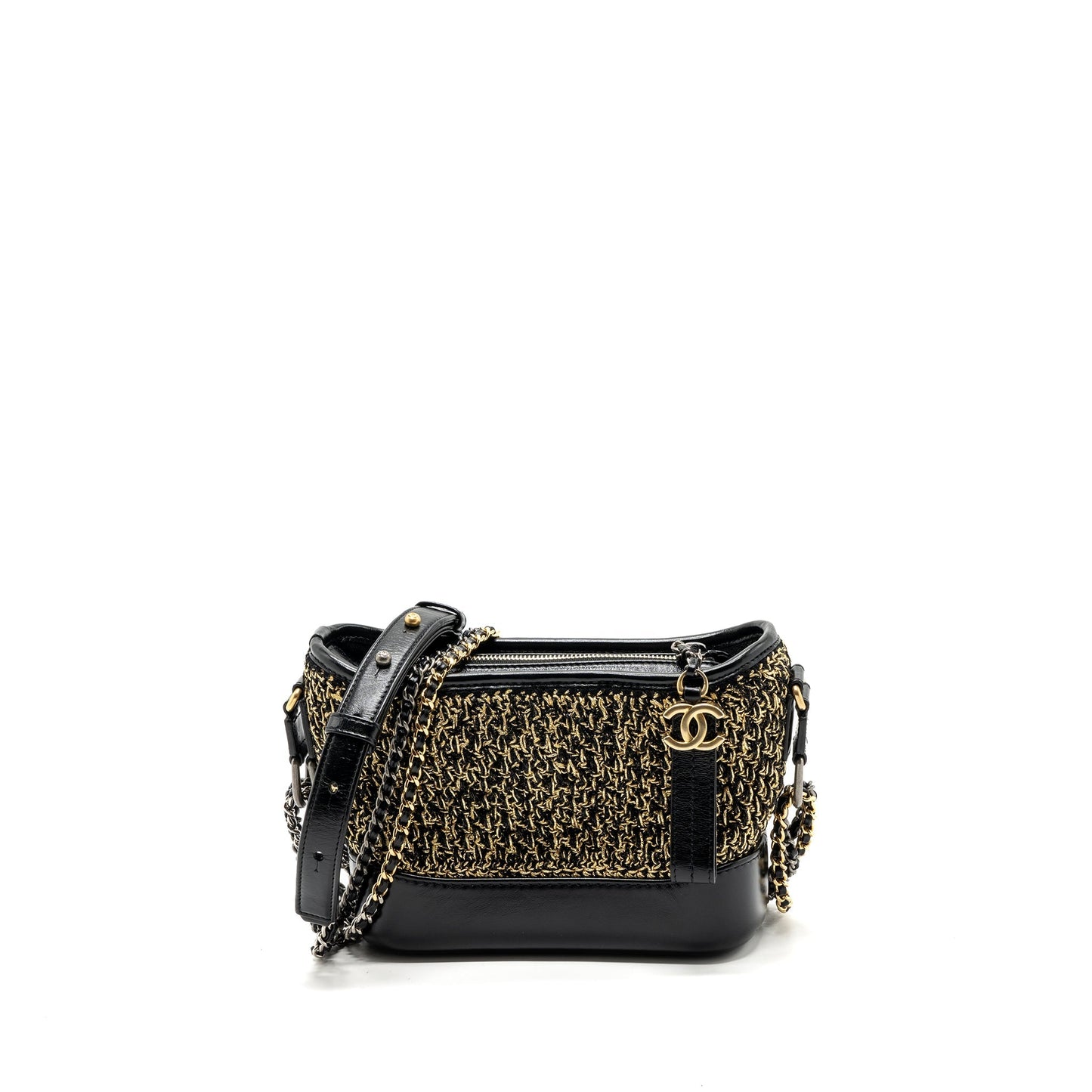 Chanel Gabrielle Hobo Limited Edition Fabric Calfskin Multicolour Black Gold Small Shoulder Bag