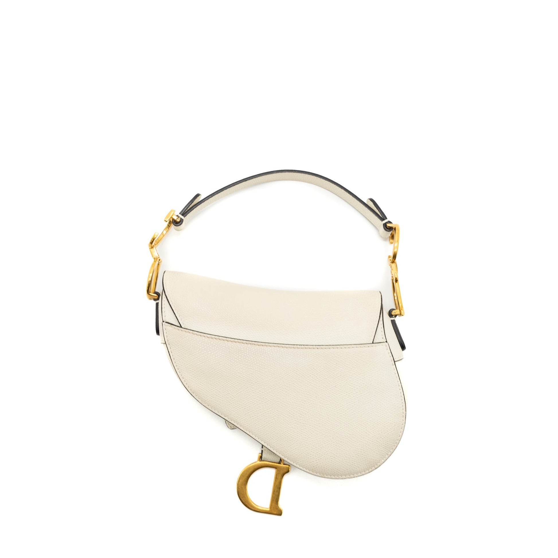 Dior Saddle Purse Calfskin Brushed Handbag White Mini Travel Bag
