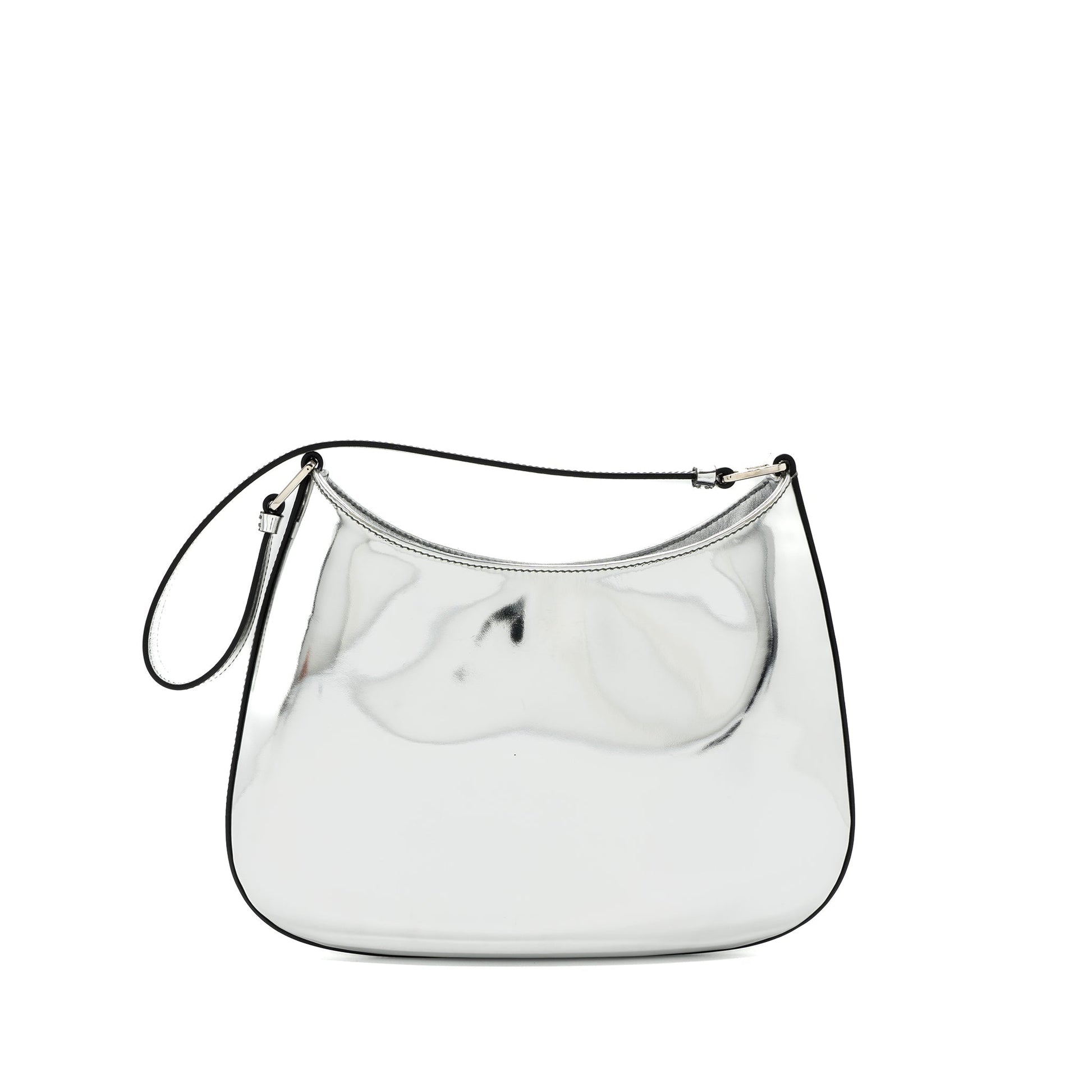 Prada Borsa A Spalla Cleo Pelle Spazzolato Argento Leather Travel Bag