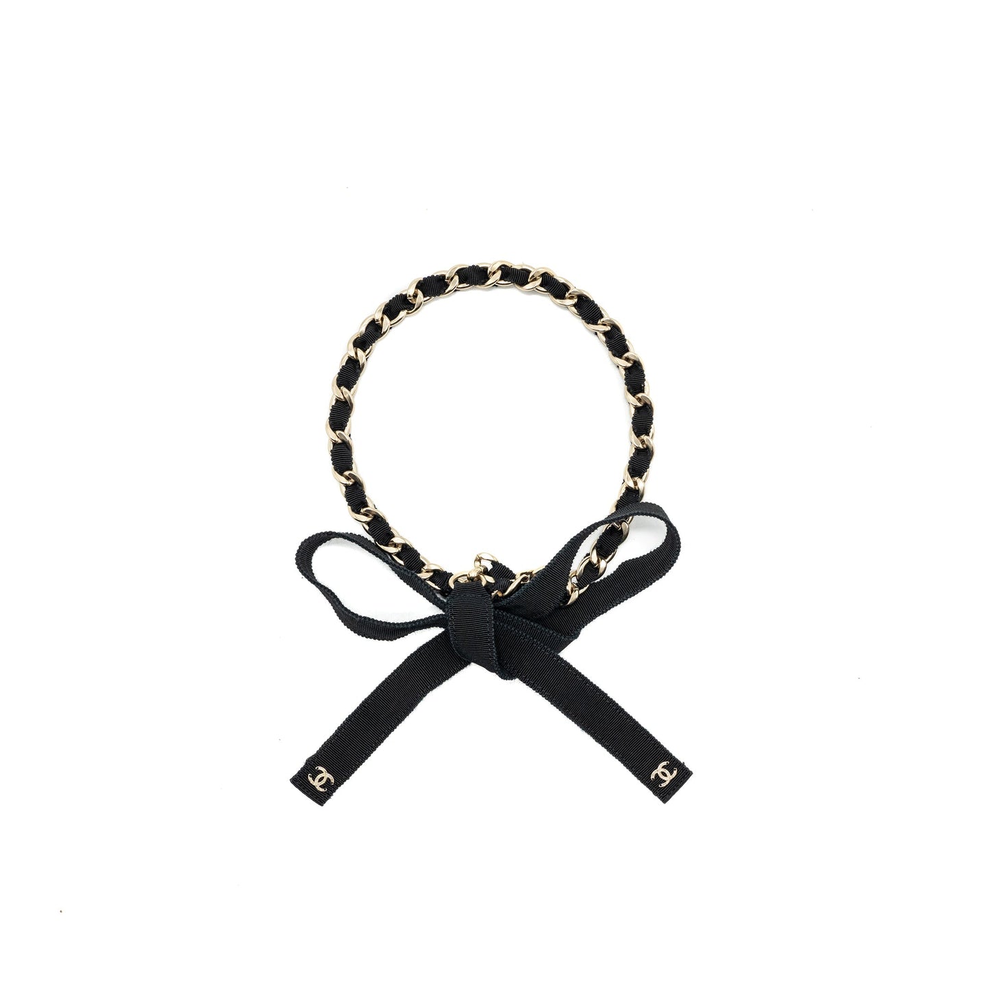 Chanel Grosgrain CC Bow Belt LGHW Black