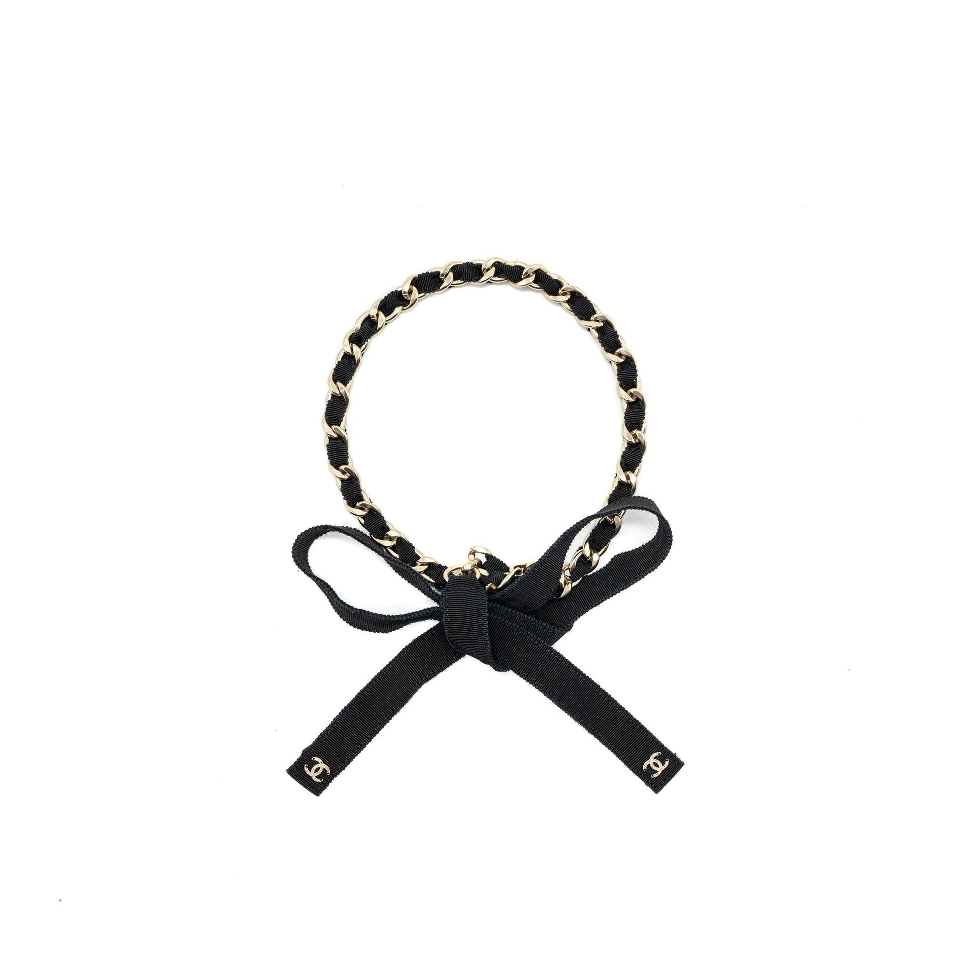 Chanel Grosgrain CC Bow Belt LGHW Black