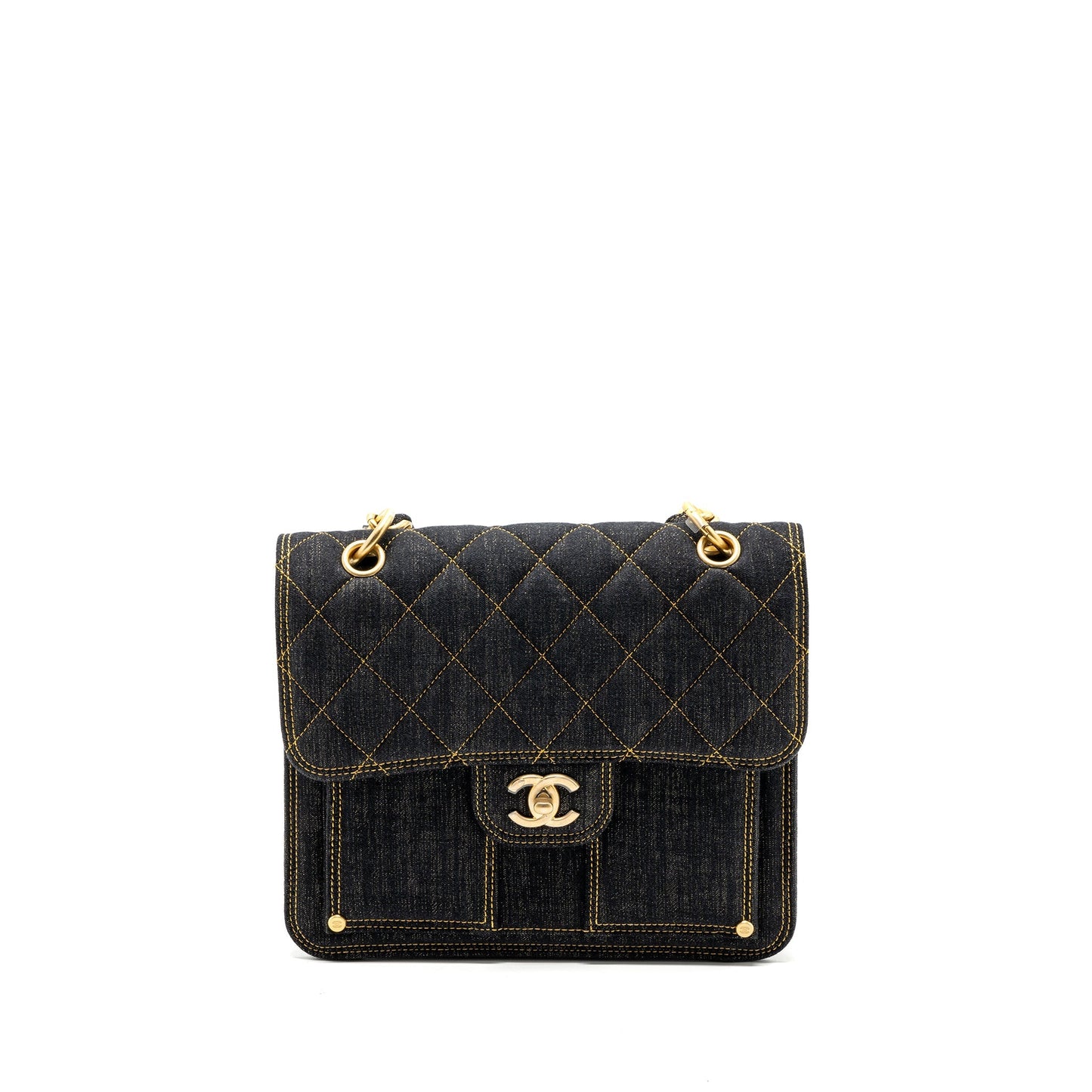 Chanel 23S flap backpack denim dark Brushed Blue Ghw Microchip