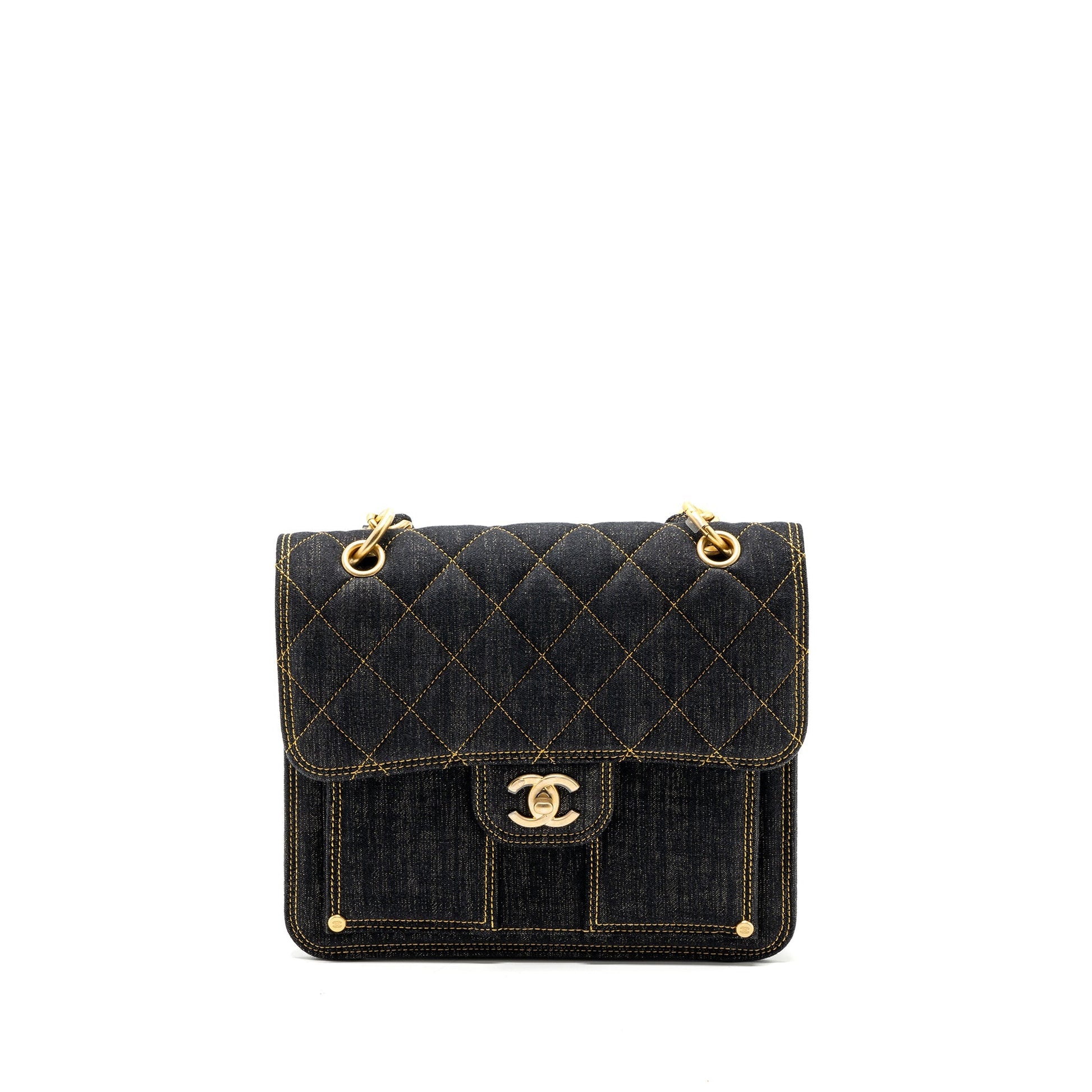 Chanel 23S flap backpack denim dark Brushed Blue Ghw Microchip