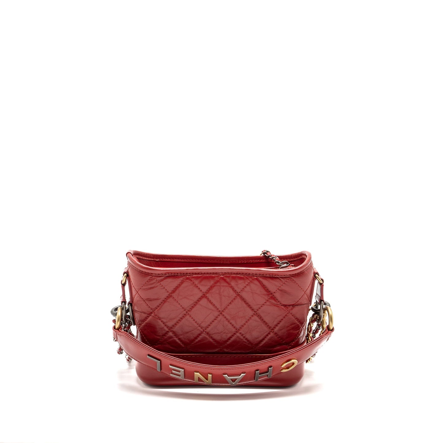 Chanel Gabrielle Hobo Handle Calfskin Hardware Multicolour Red Small Shoulder Bag