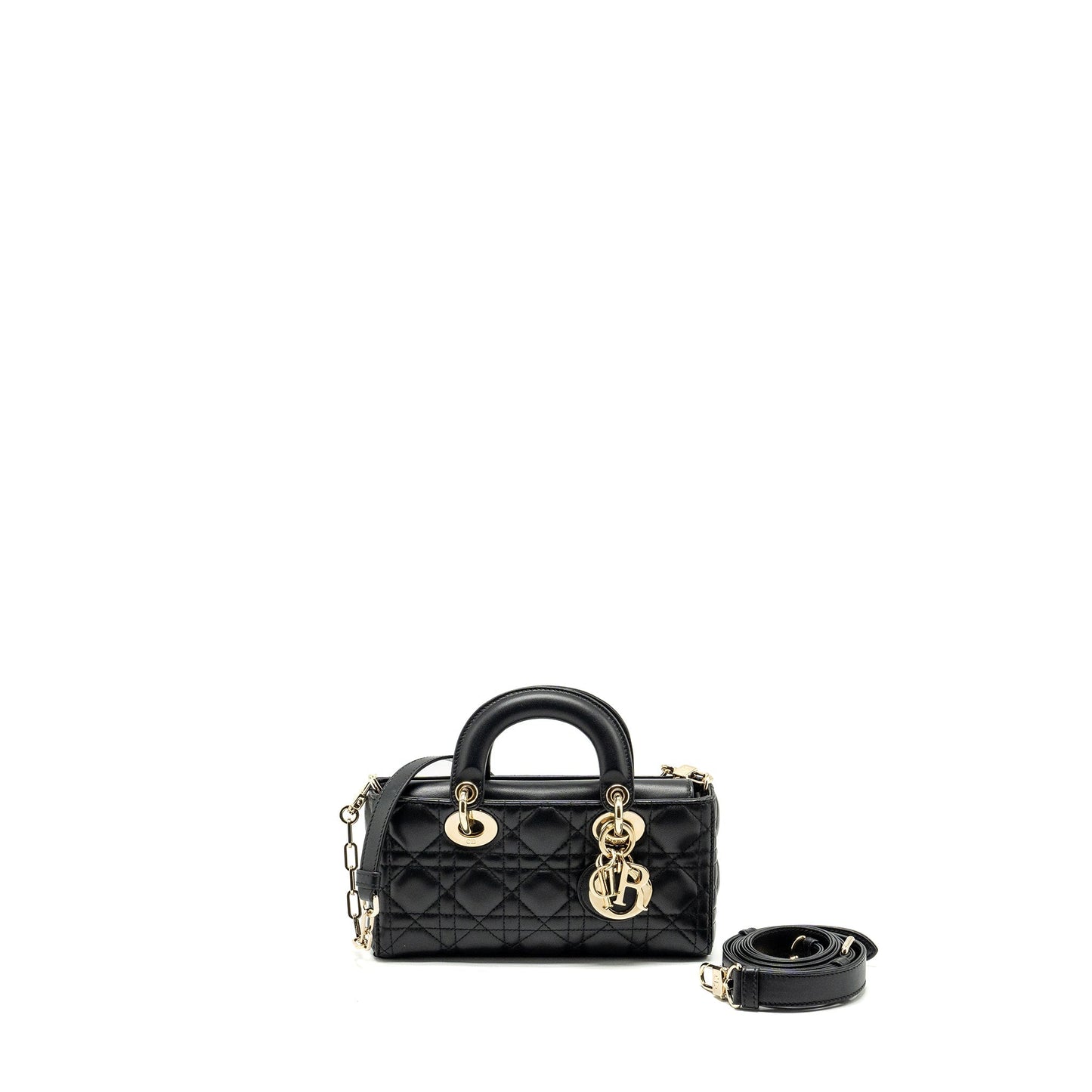 Dior Lady D Joy Purse Lambskin Handbag Black Small Travel Bag
