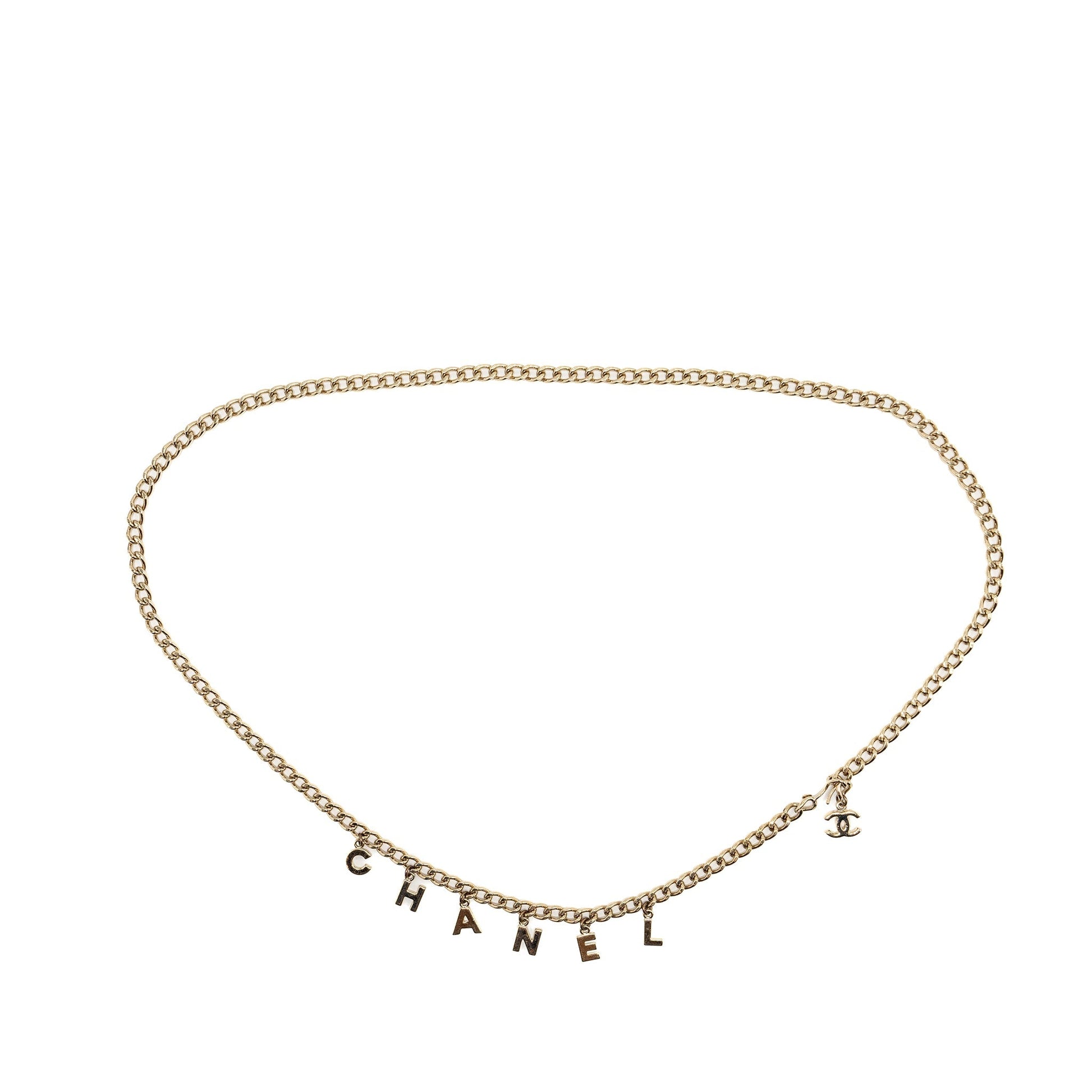 Chanel Letter Drop Belt Light Tone Gold