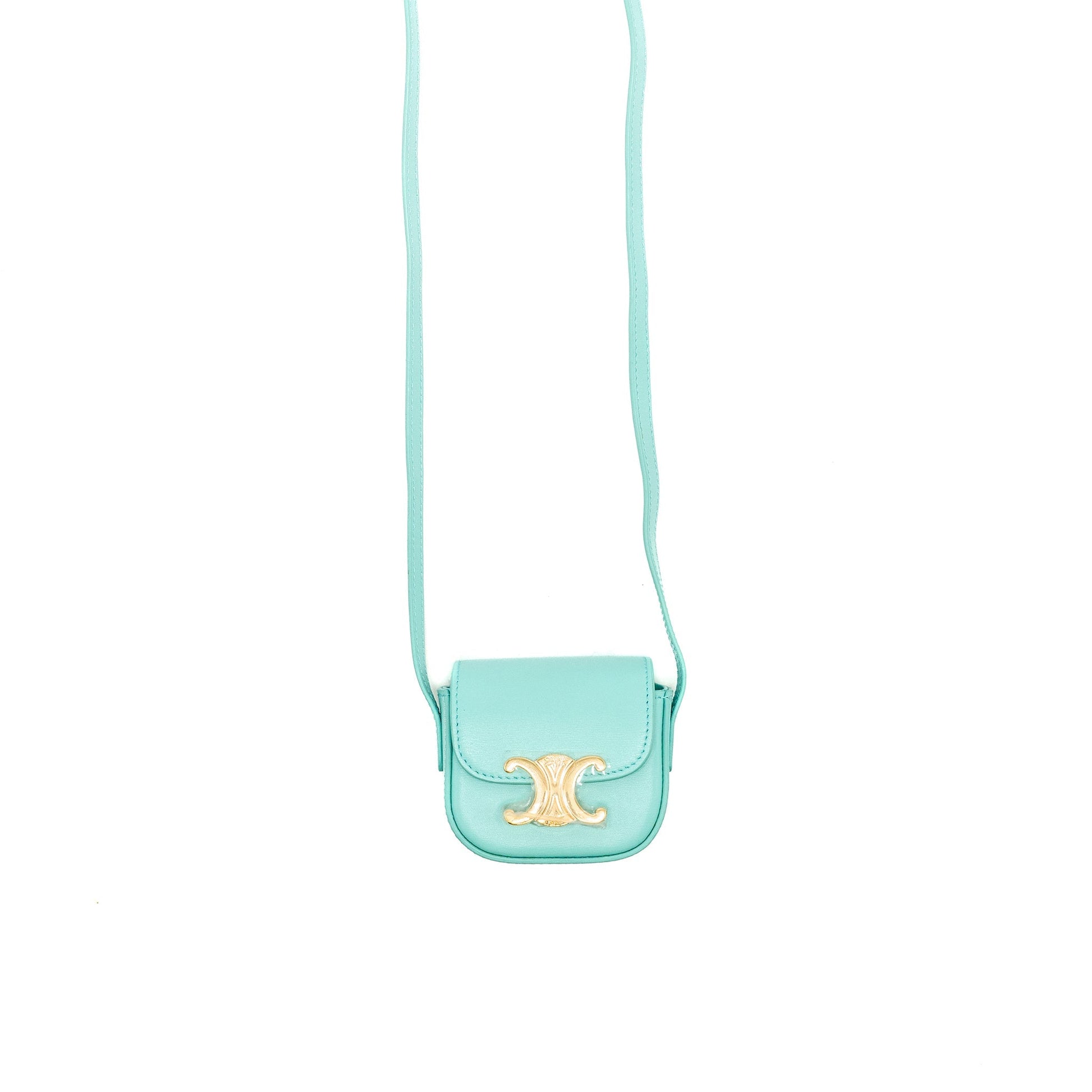 Celine Claude Shiny Calfskin Handbag Blue Mini Travel Bag