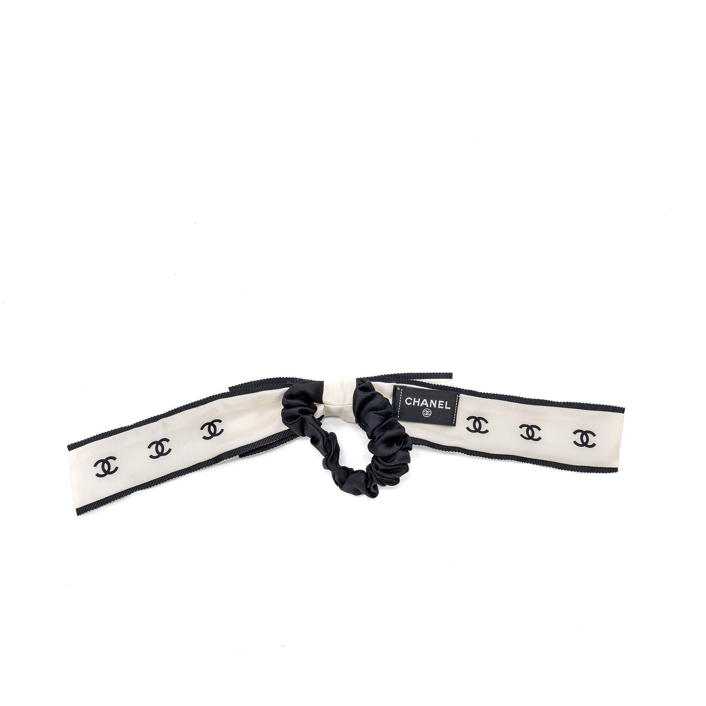 Chanel hair tie silk twill lack ecru Handbag