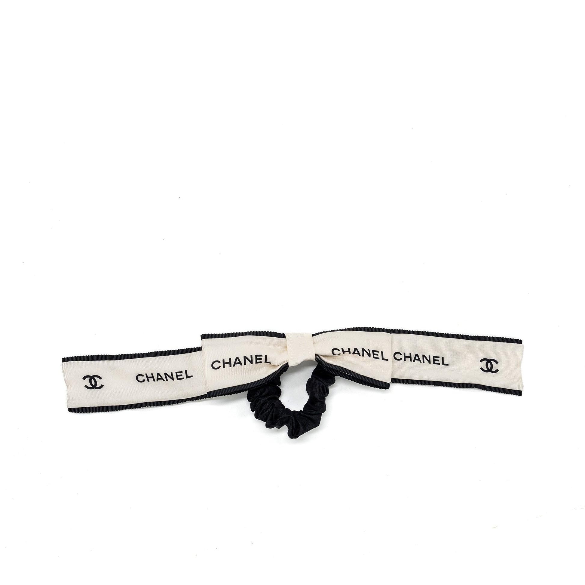 Chanel hair tie silk twill lack ecru Handbag