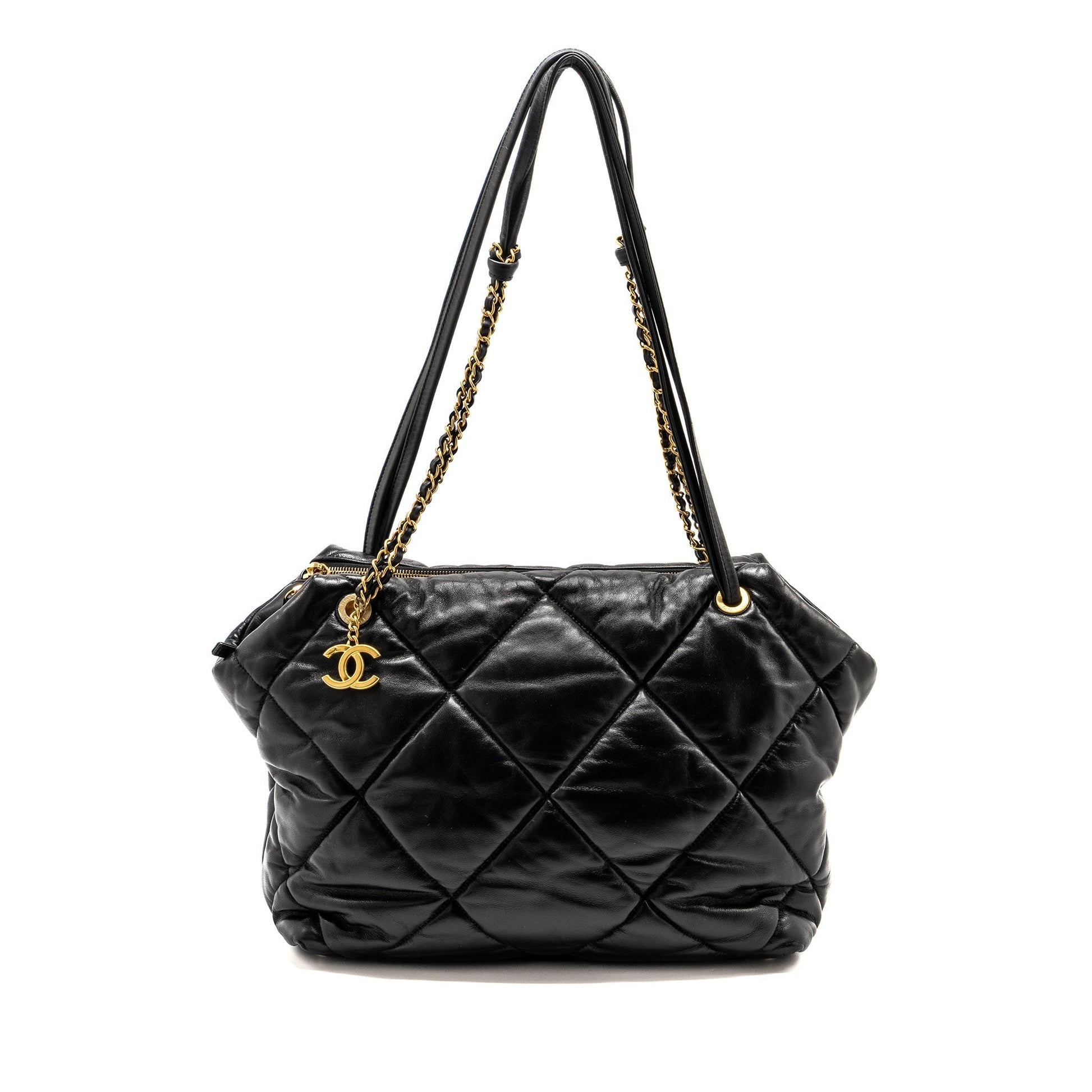 Chanel New York Bowling Quilted Lambskin GHW Black Handbag