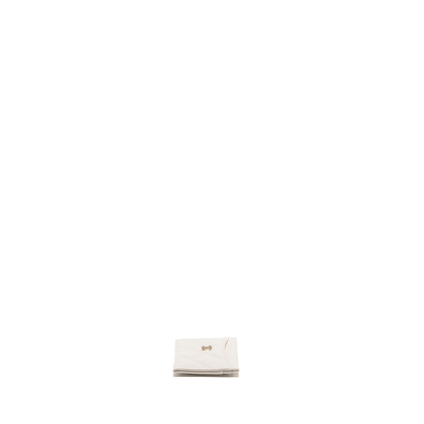 Chanel Classic Card Holder Caviar LGHW Microchip White Wallet Case
