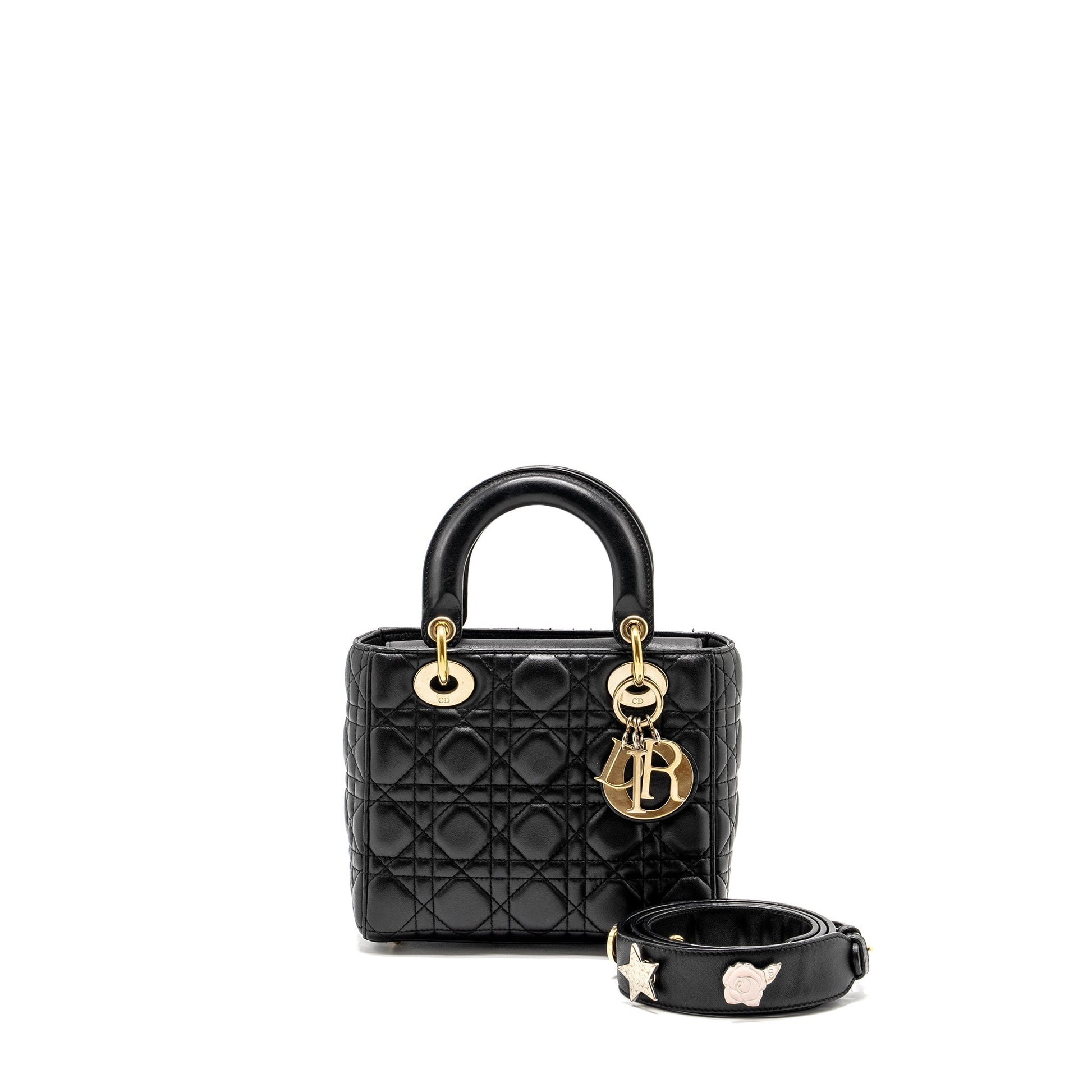 Dior My Lady Lambskin Handbag Black Small Travel Bag 3