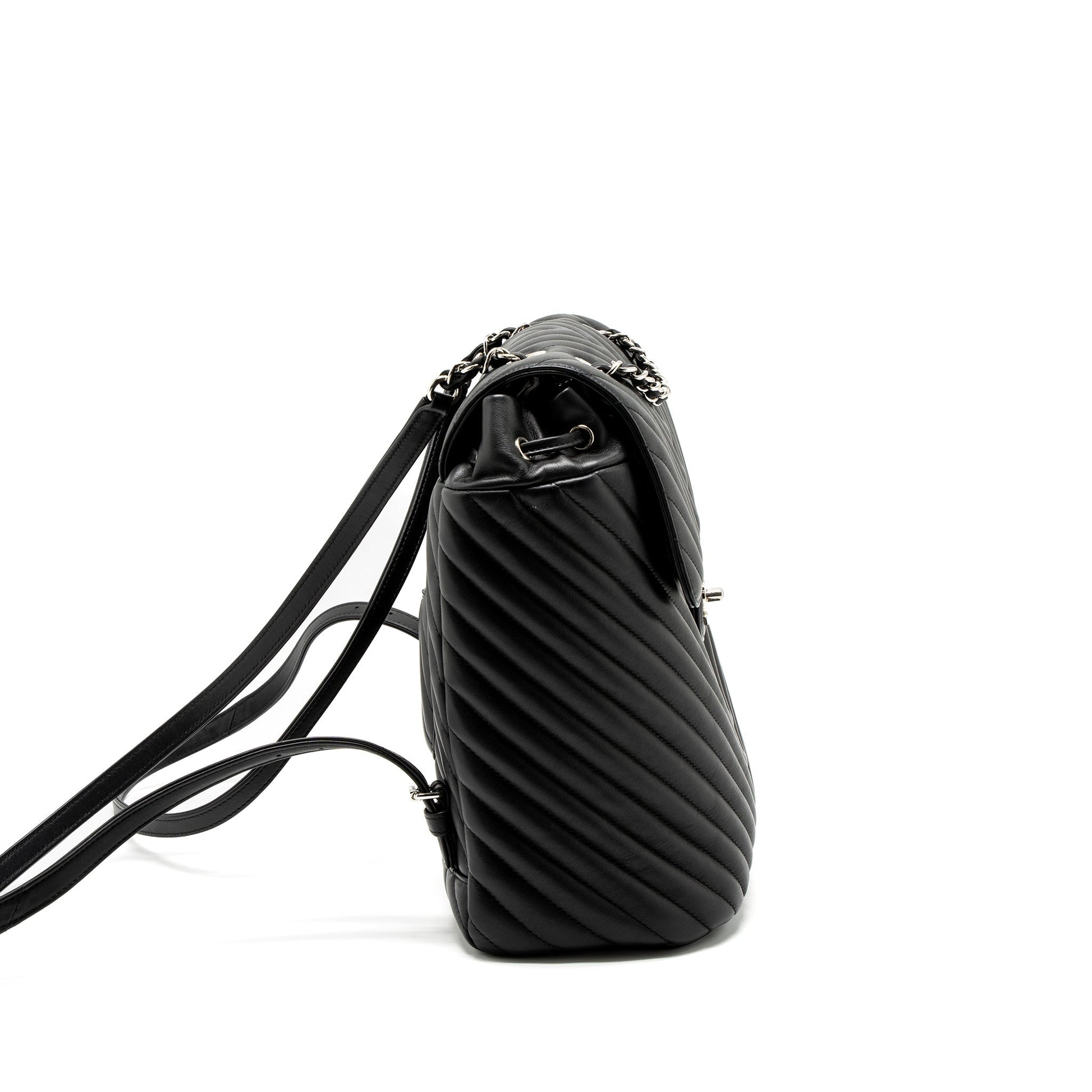 Chanel Urban Spirit Backpack Chevron Calfskin SHW Black
