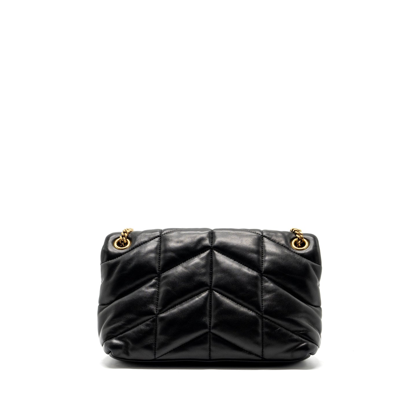 YSL Saint Laurent Puffer Purse Nappa Multicolour Hardware Travel Bag Black Small