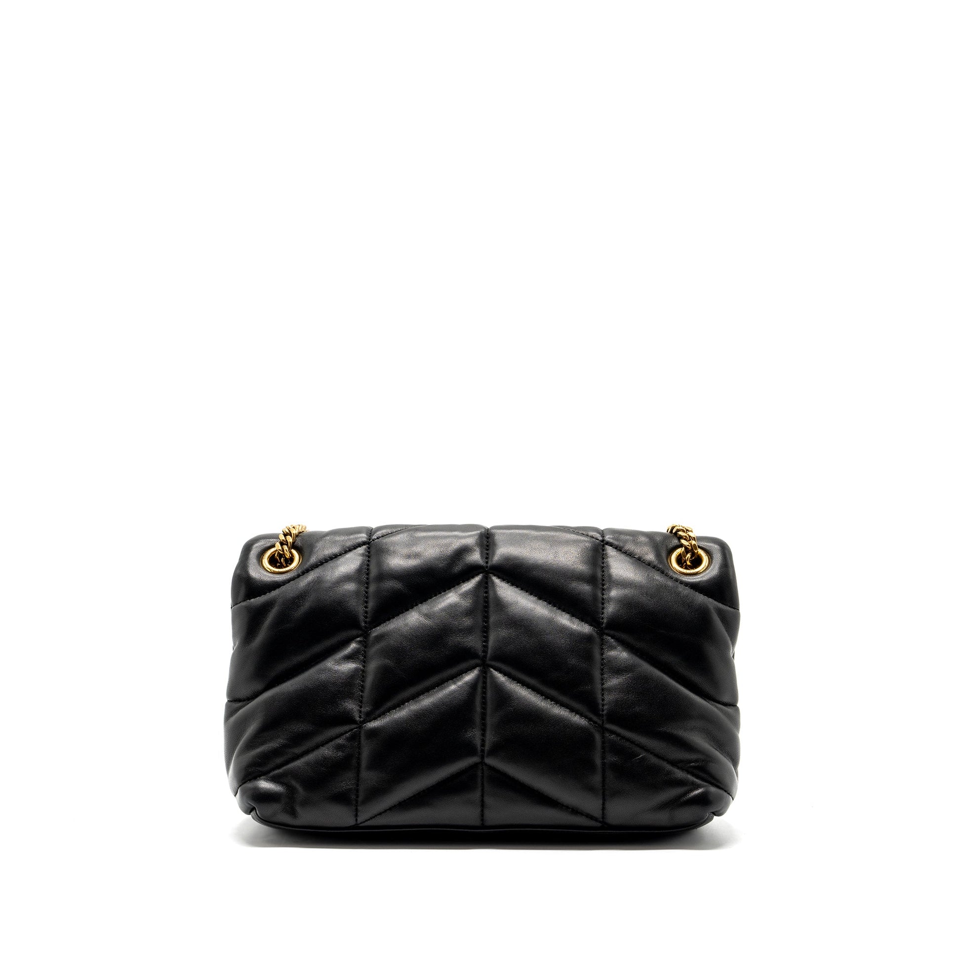 YSL Saint Laurent Puffer Purse Nappa Multicolour Hardware Travel Bag Black Small