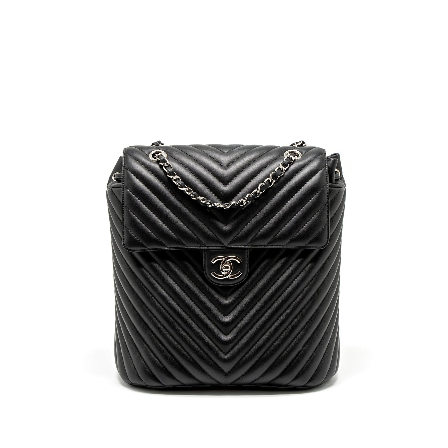 Chanel Urban Spirit Backpack Chevron Calfskin SHW Black