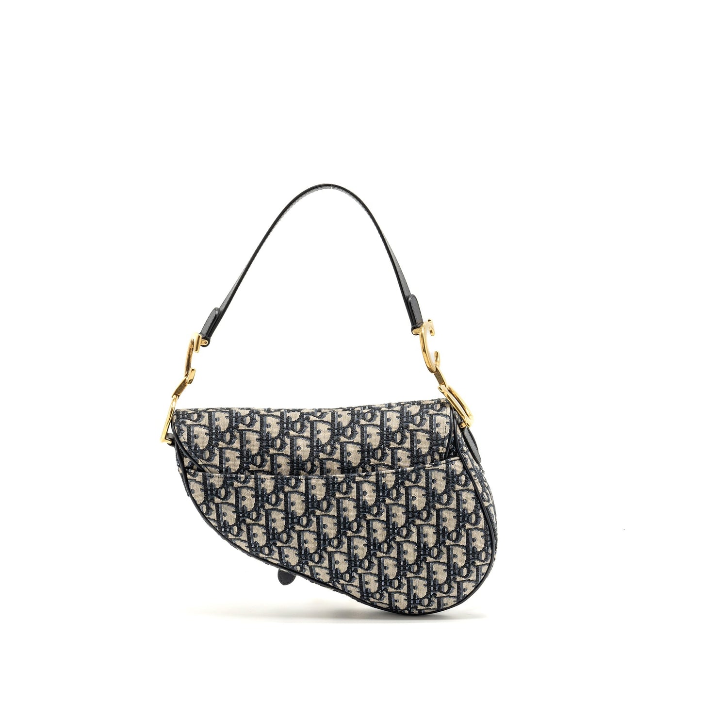 Dior Saddle Purse Oblique Jacquard Calfskin Handbag Canvas Blue Travel Bag
