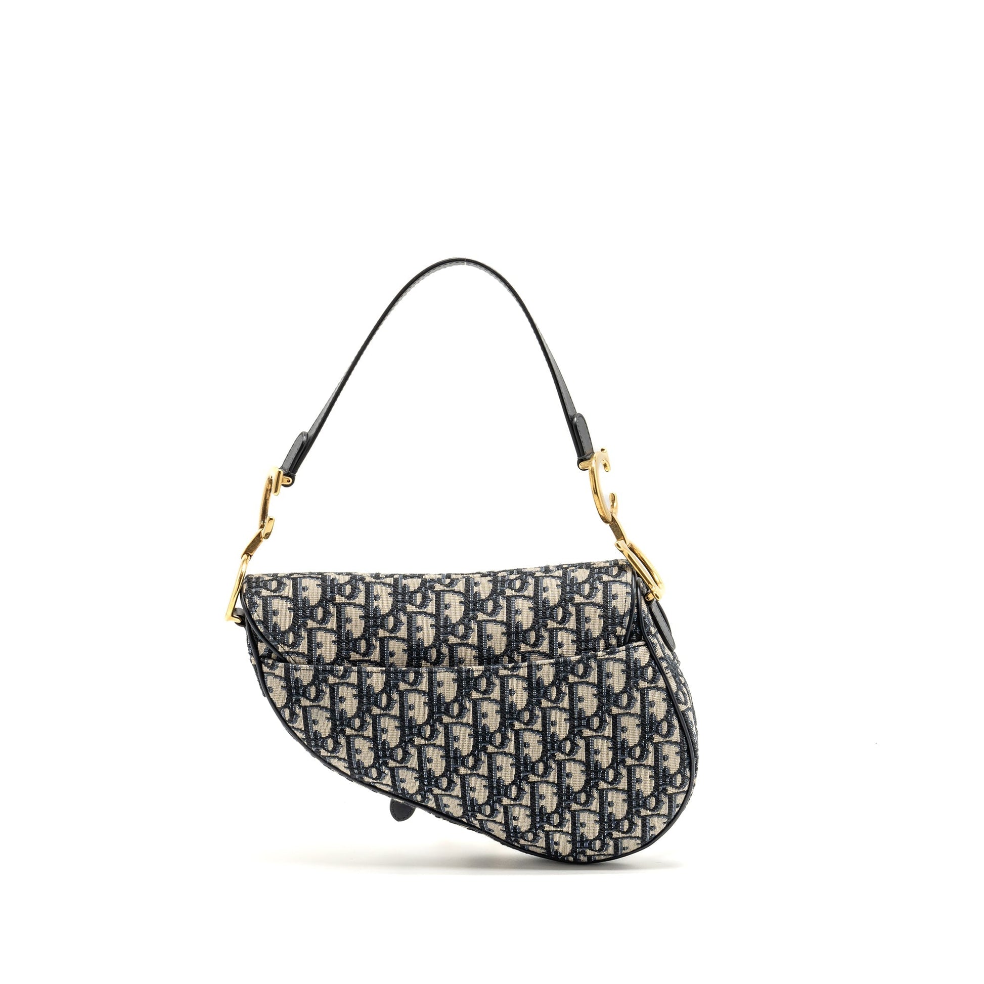 Dior Saddle Purse Oblique Jacquard Calfskin Handbag Canvas Blue Travel Bag