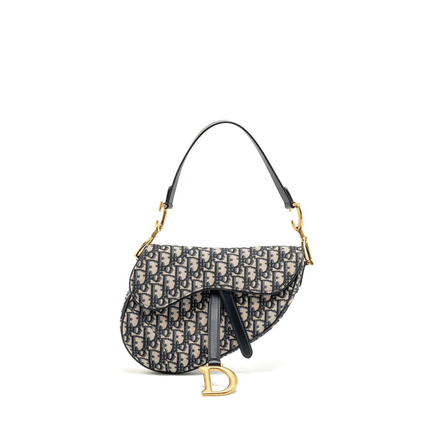 Dior Saddle Purse Oblique Jacquard Calfskin Handbag Canvas Blue Travel Bag