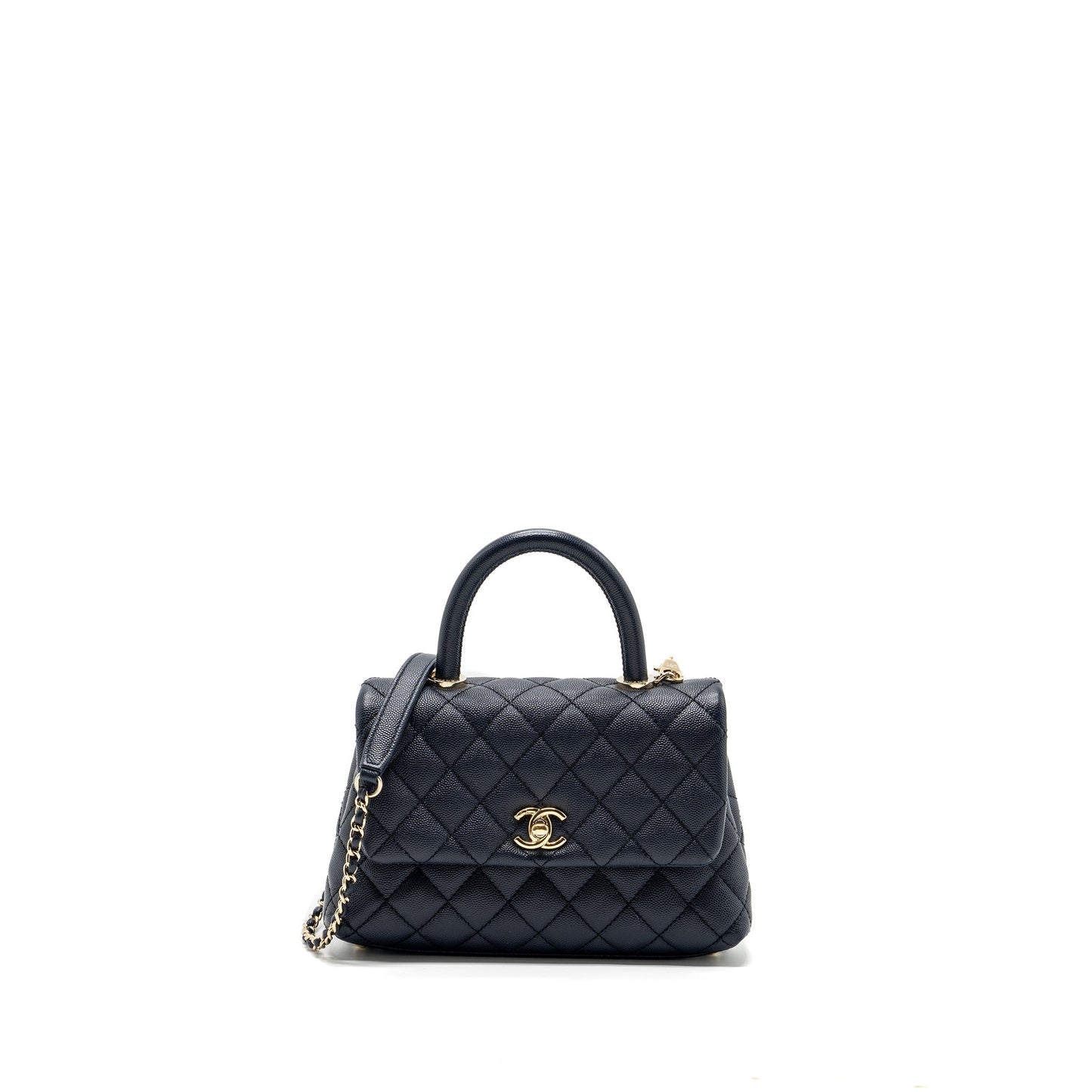 Chanel Coco Handle Caviar Navy LGHW Small Handbag