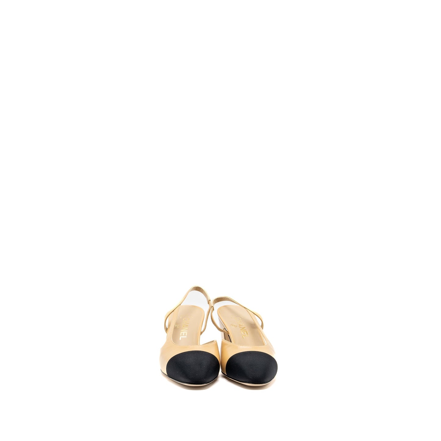 Chanel LGHW Black Beige Leather Shoes