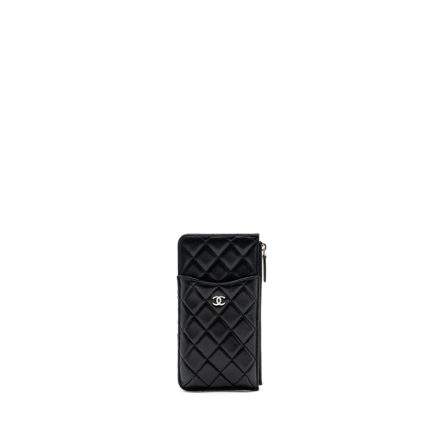 Chanel phone zip lambskin SHW Black Handbag