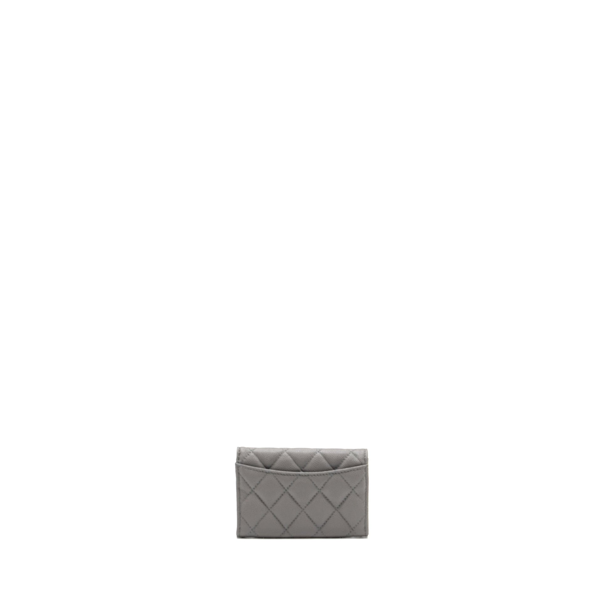 Chanel classic flap card holder caviar LGHW Grey Wallet Case